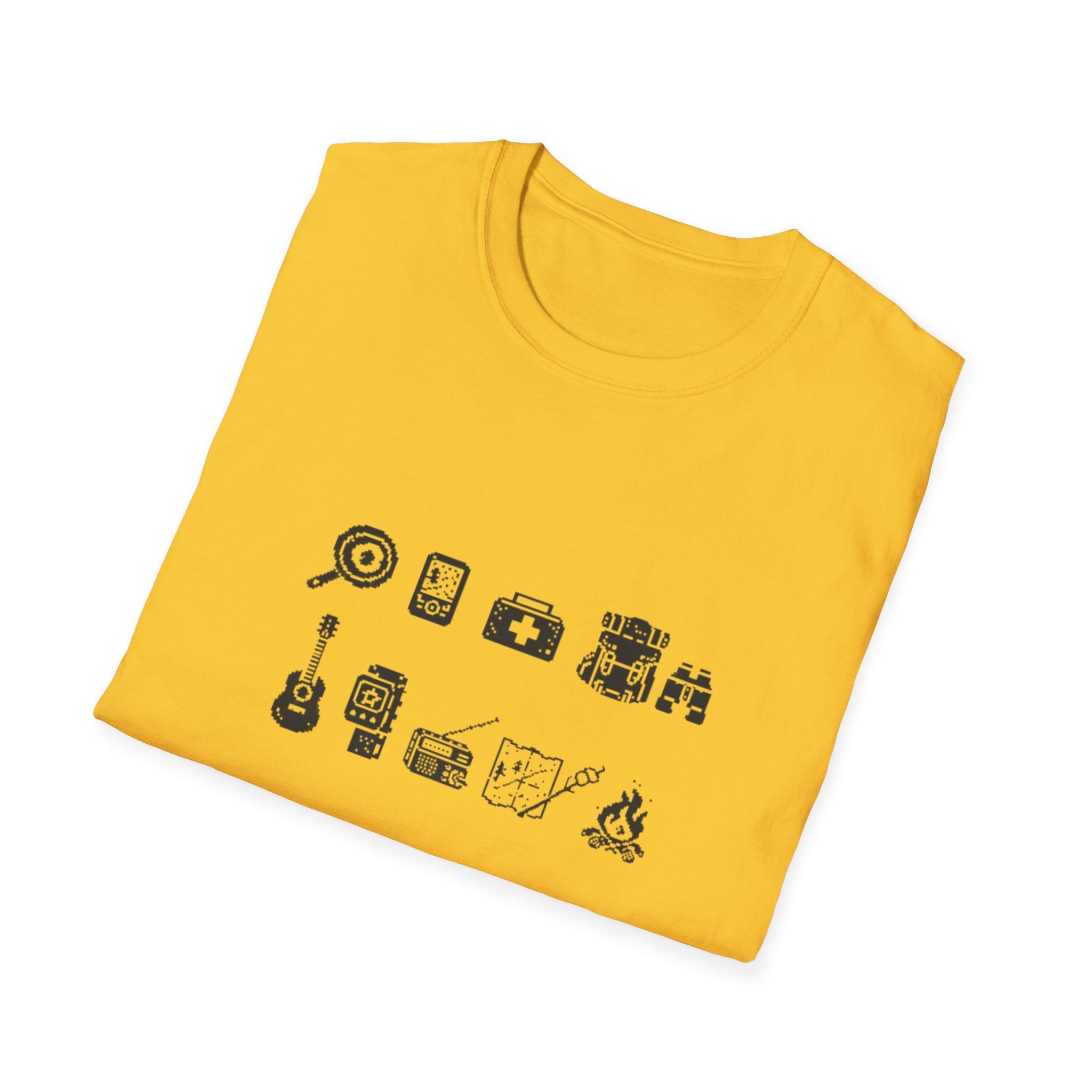 T-Shirt | Minimal Camping Gear Icons Graphic Tee | Camping Kit Tee