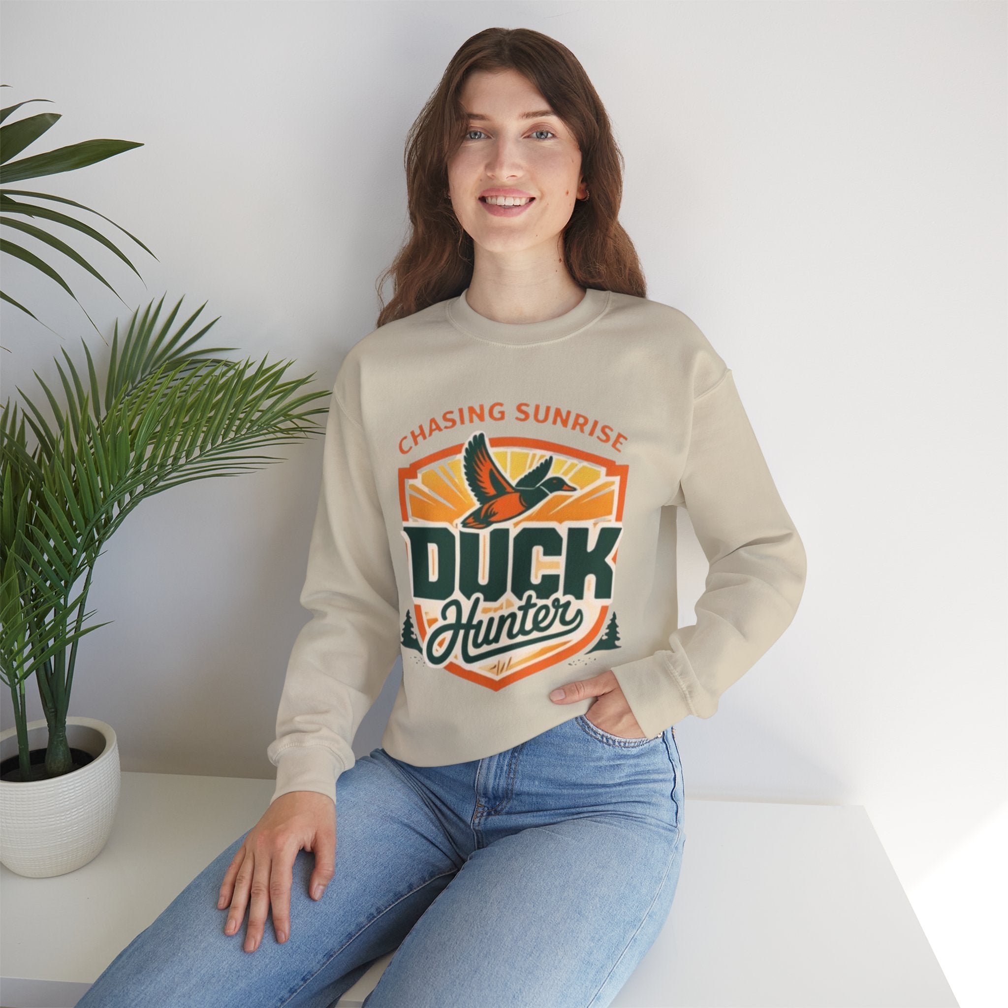 Duck Hunter Crewneck Sweatshirt | Chasing Sunrise Hunting Graphic
