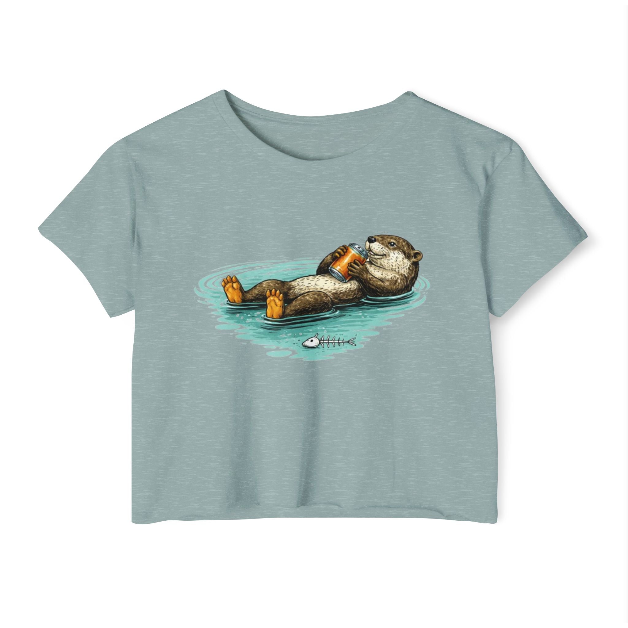Otter with Beer Cute Festival Crop Top | Floating Otter Design