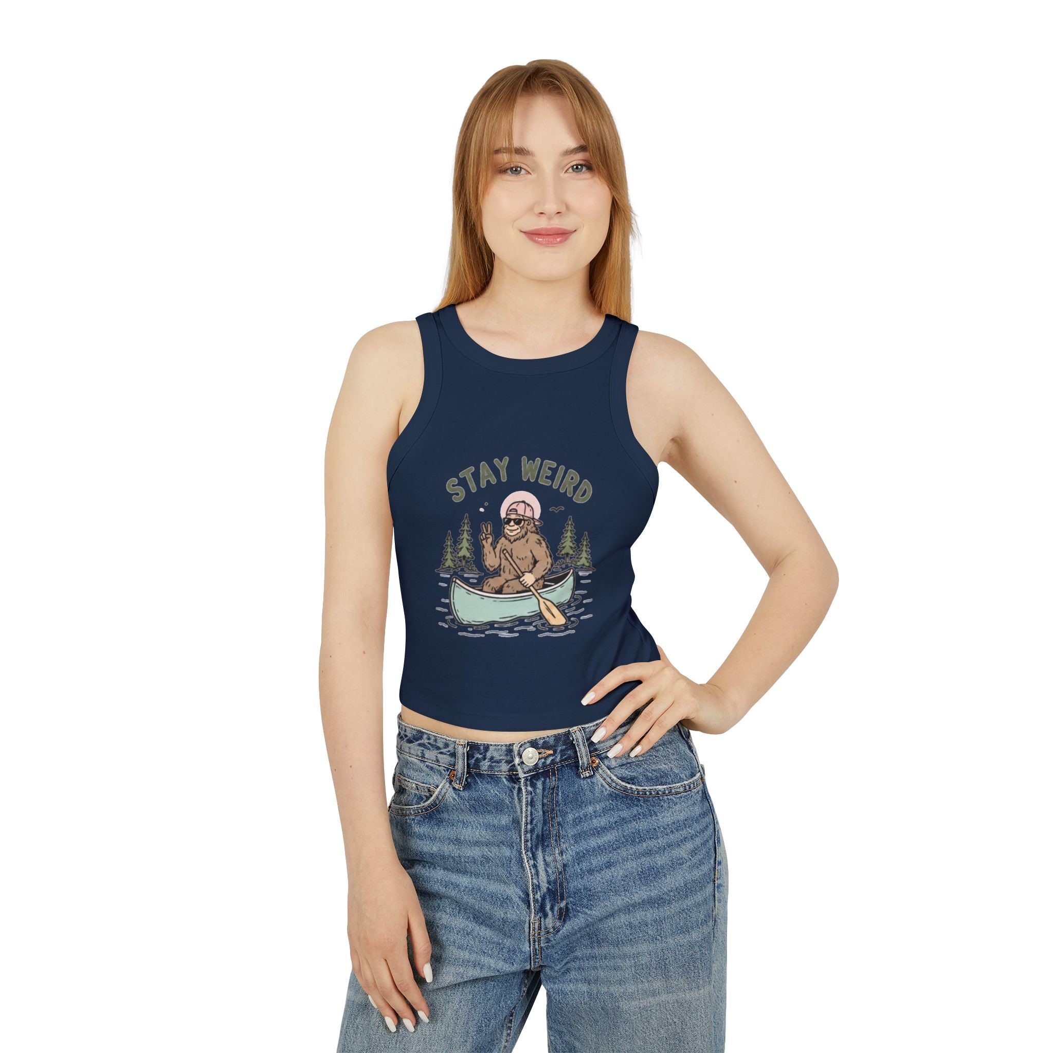 Stay Weird Canoe Crop Tank | Womens Adventure Graphic Tank Top