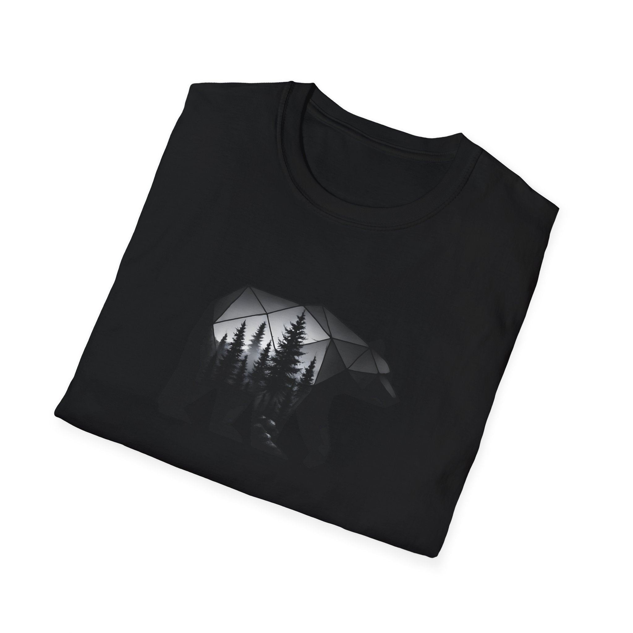 Geometric Bear Forest T-Shirt | Modern Nature Graphic Tee