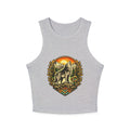 Wolf Sunrise Racer Tank Top | Vintage Nature Graphic Crop