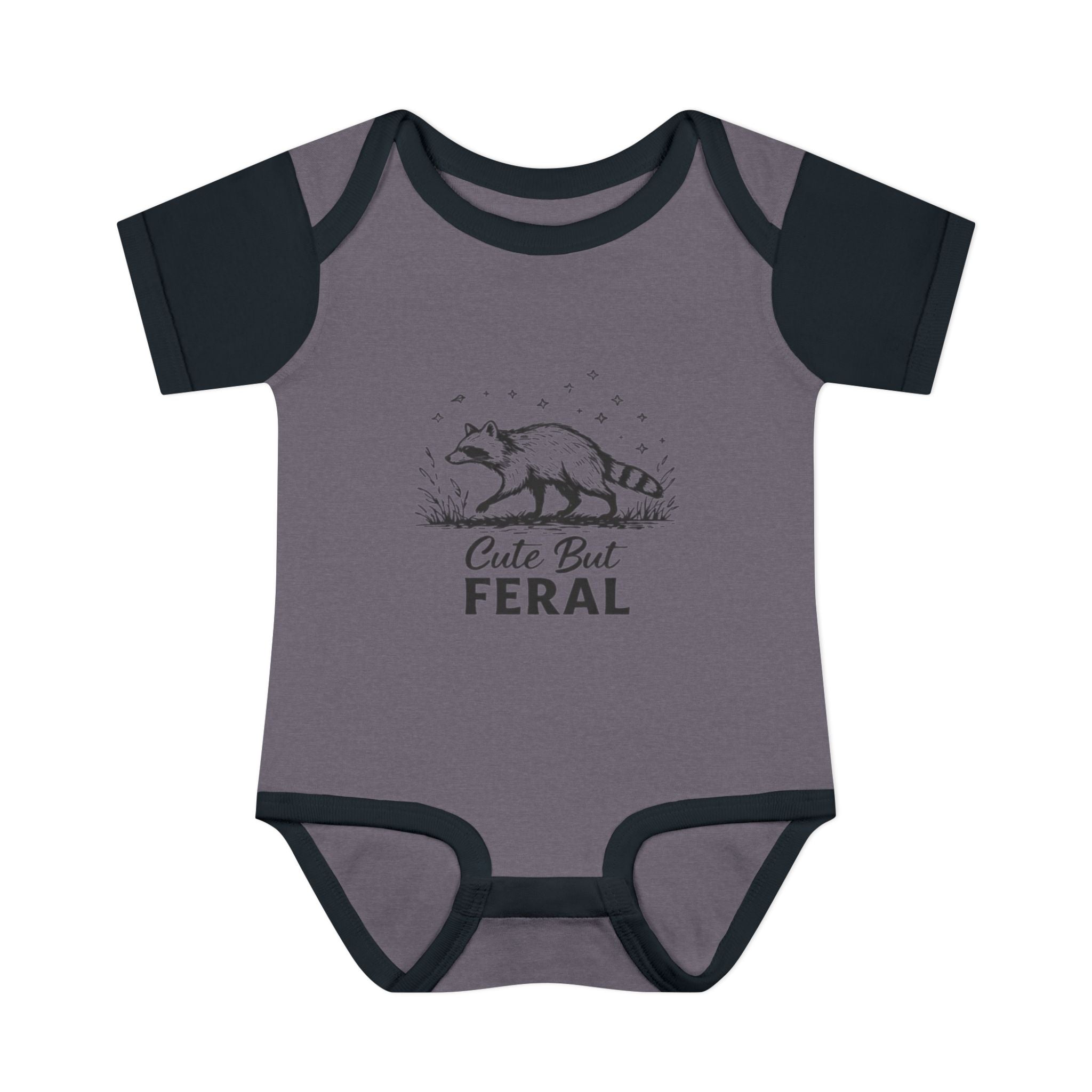 Infant Bodysuit  "Cute But Feral" Raccoon Baby Onesie | Funny Newborn Shower Gift
