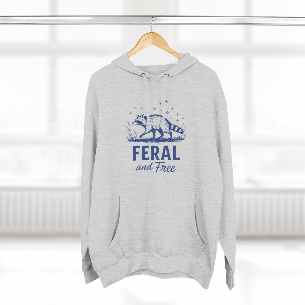 Hoodie | Feral and Free Raccoon Graphic Hoodie | Nature Lover Casual Pullover
