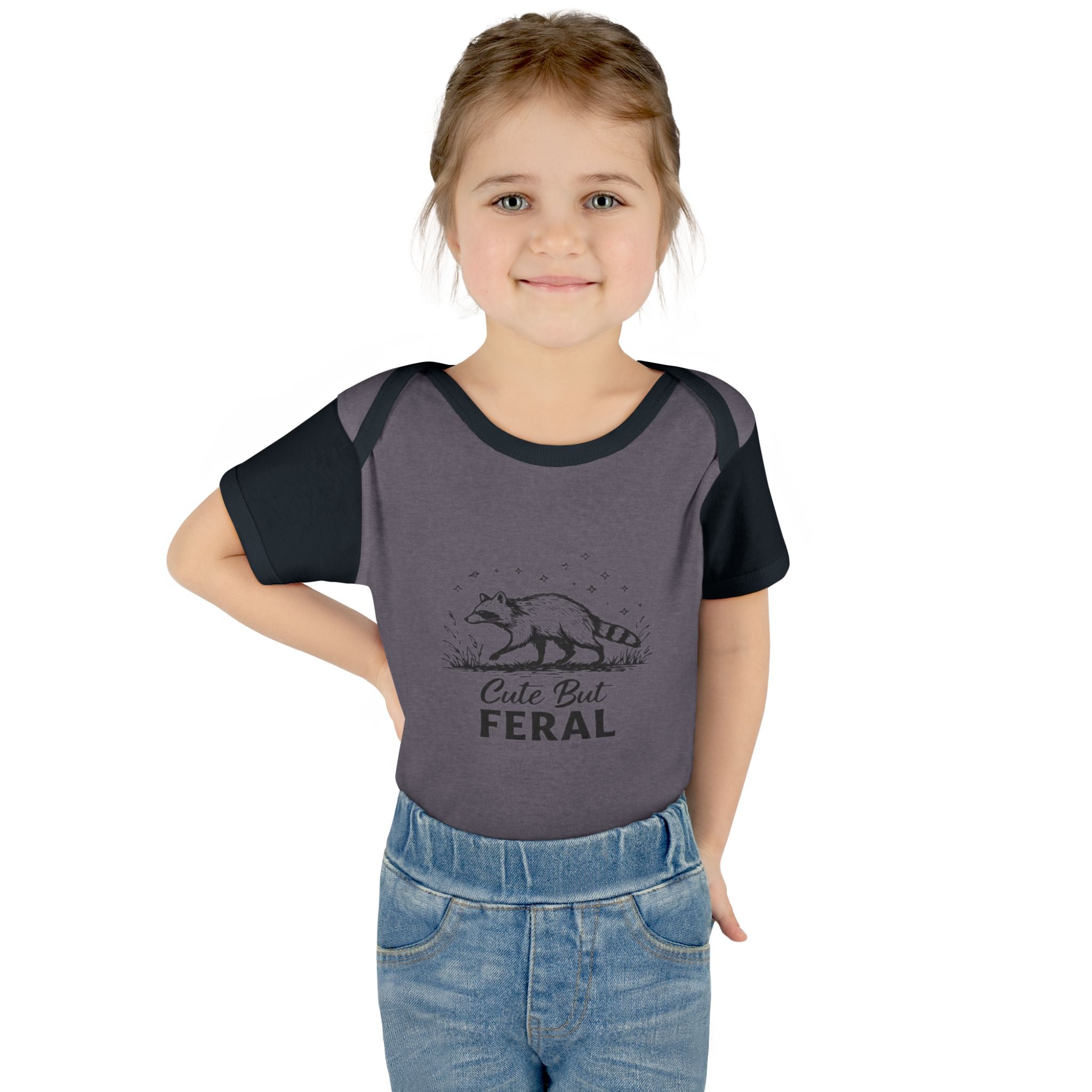 Infant Bodysuit  "Cute But Feral" Raccoon Baby Onesie | Funny Newborn Shower Gift