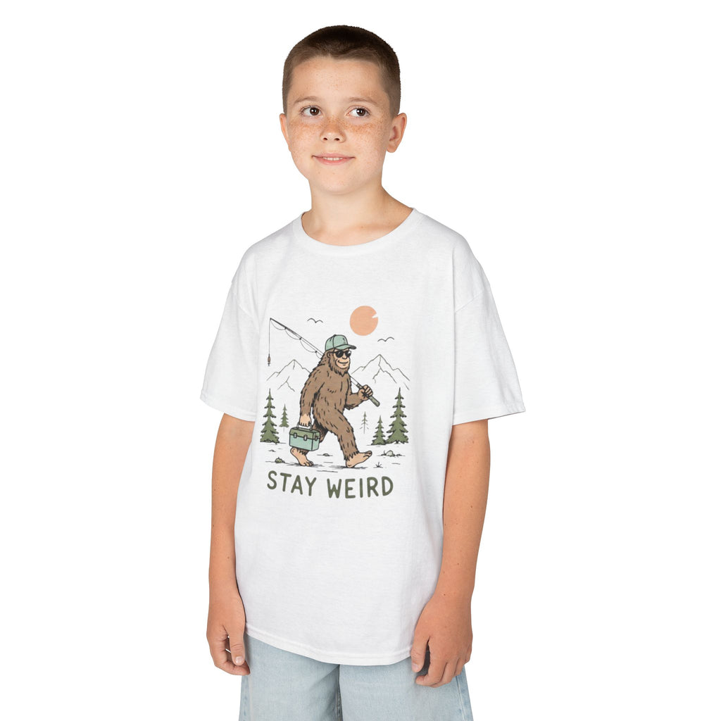 Kids Tee | Stay Weird Bigfoot Fishing