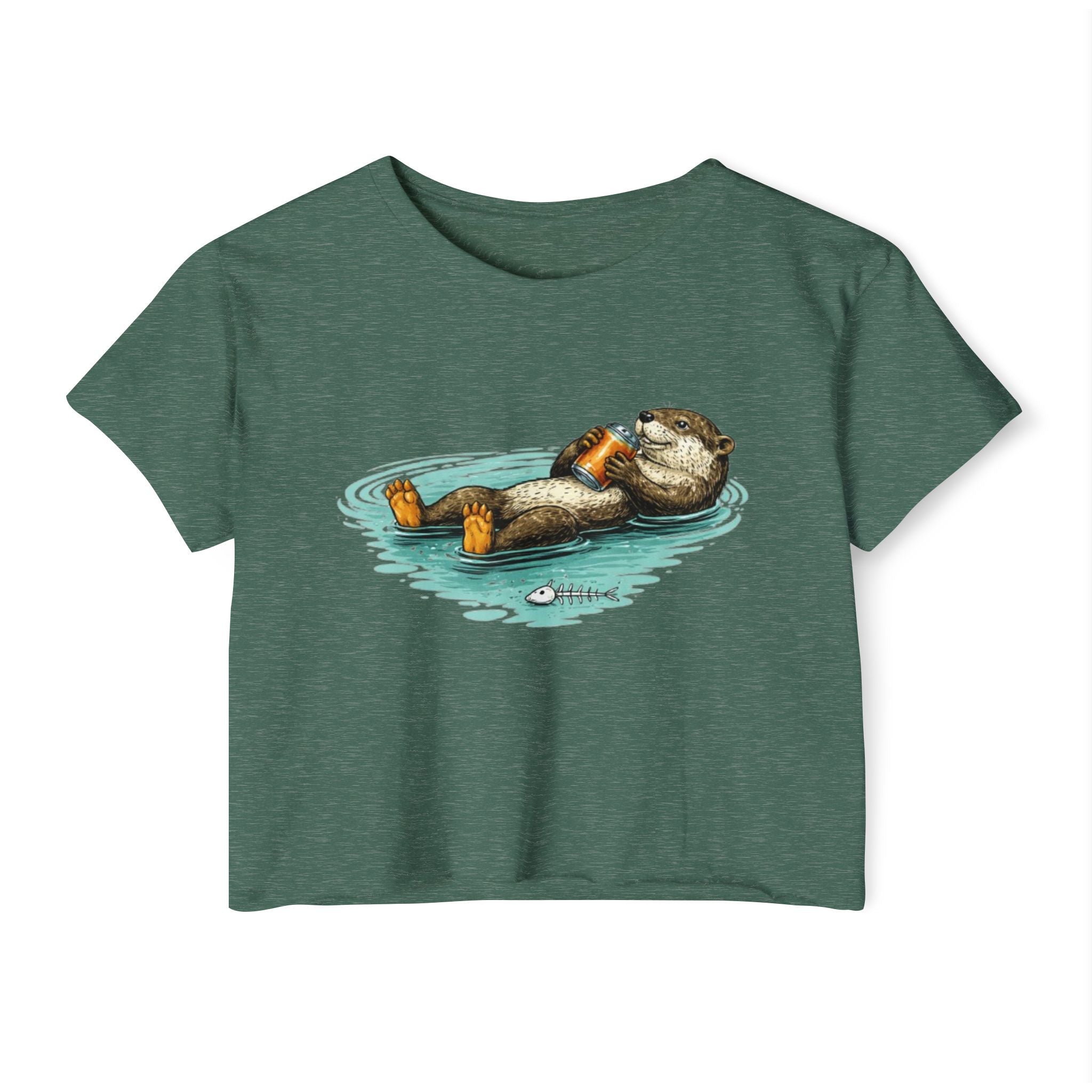 Otter with Beer Cute Festival Crop Top | Floating Otter Design