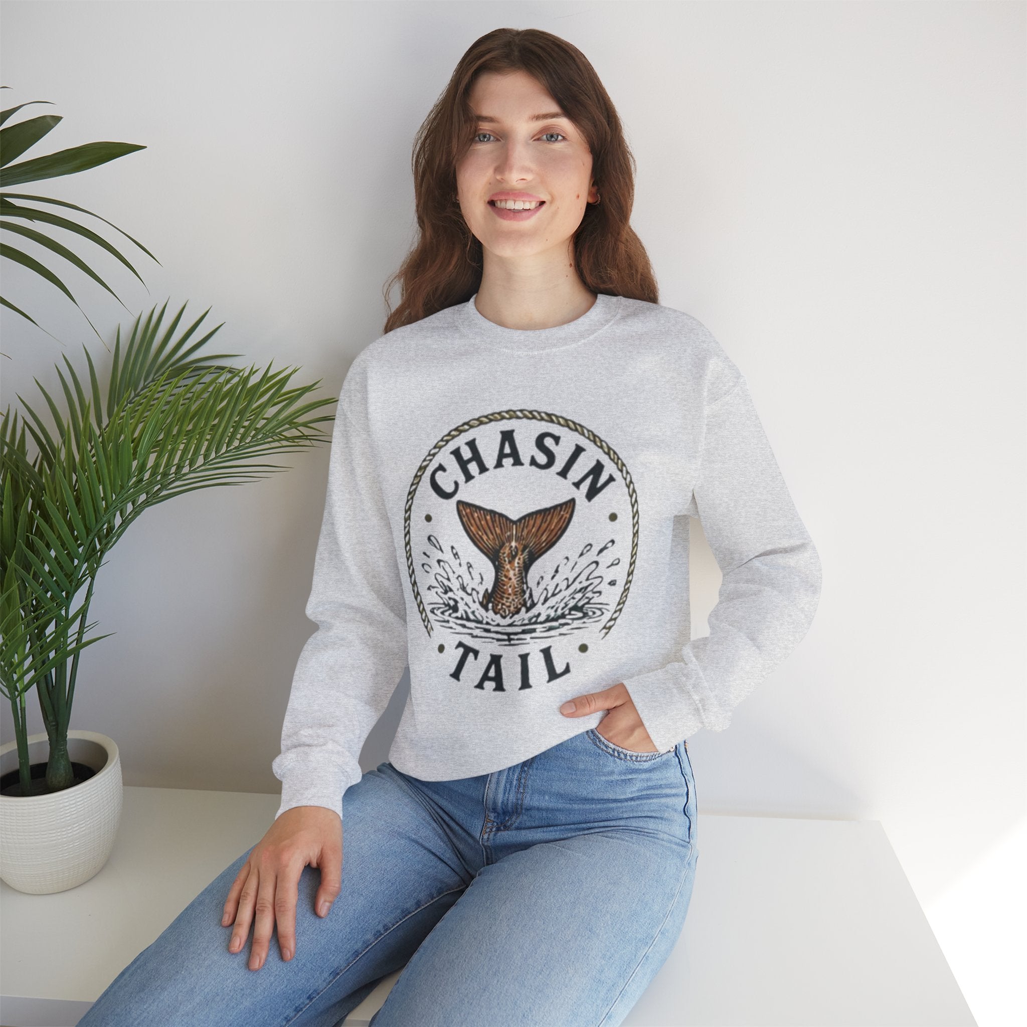 Crewneck Sweatshirt | "Chasin Tail" Fish Tail Graphic