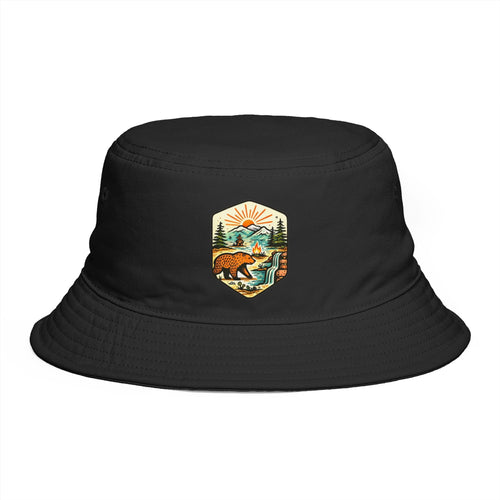 Bear Mountain Scenic Bucket Hat | Outdoor Adventure Patch Cap