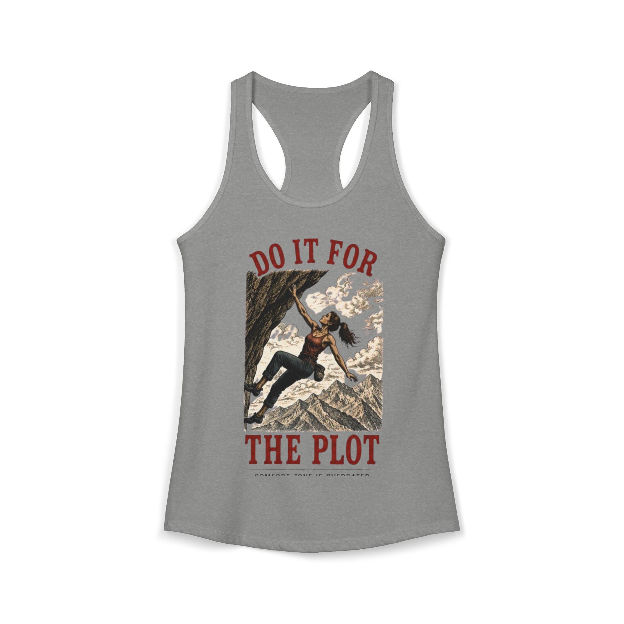 Do It For The Plot Womens Free Solo Racerback Tank | Mountain Climbing