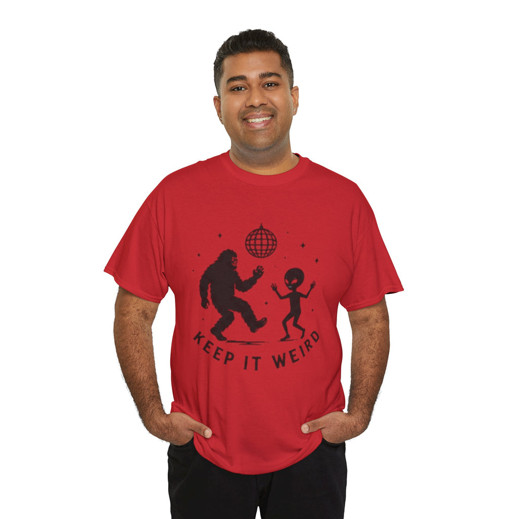 Keep It Weird T-Shirt | Dancing Bigfoot & Alien Disco Tee