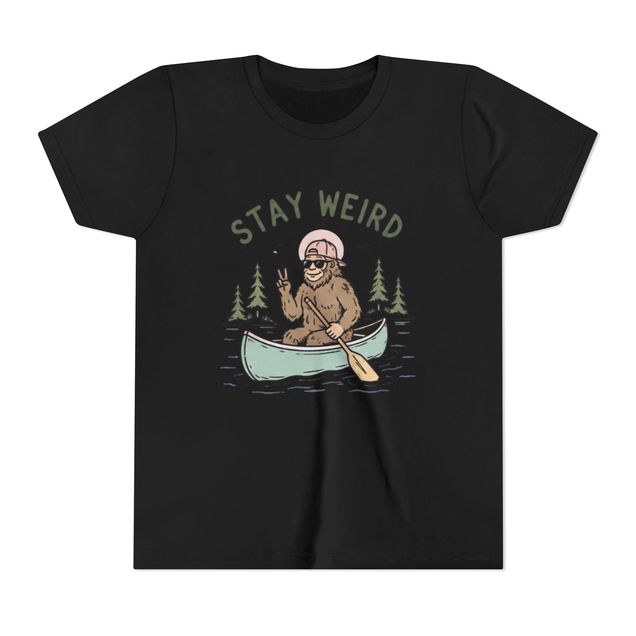 Youth T-Shirt | "Stay Weird" Canoe Bigfoot Graphic Tee