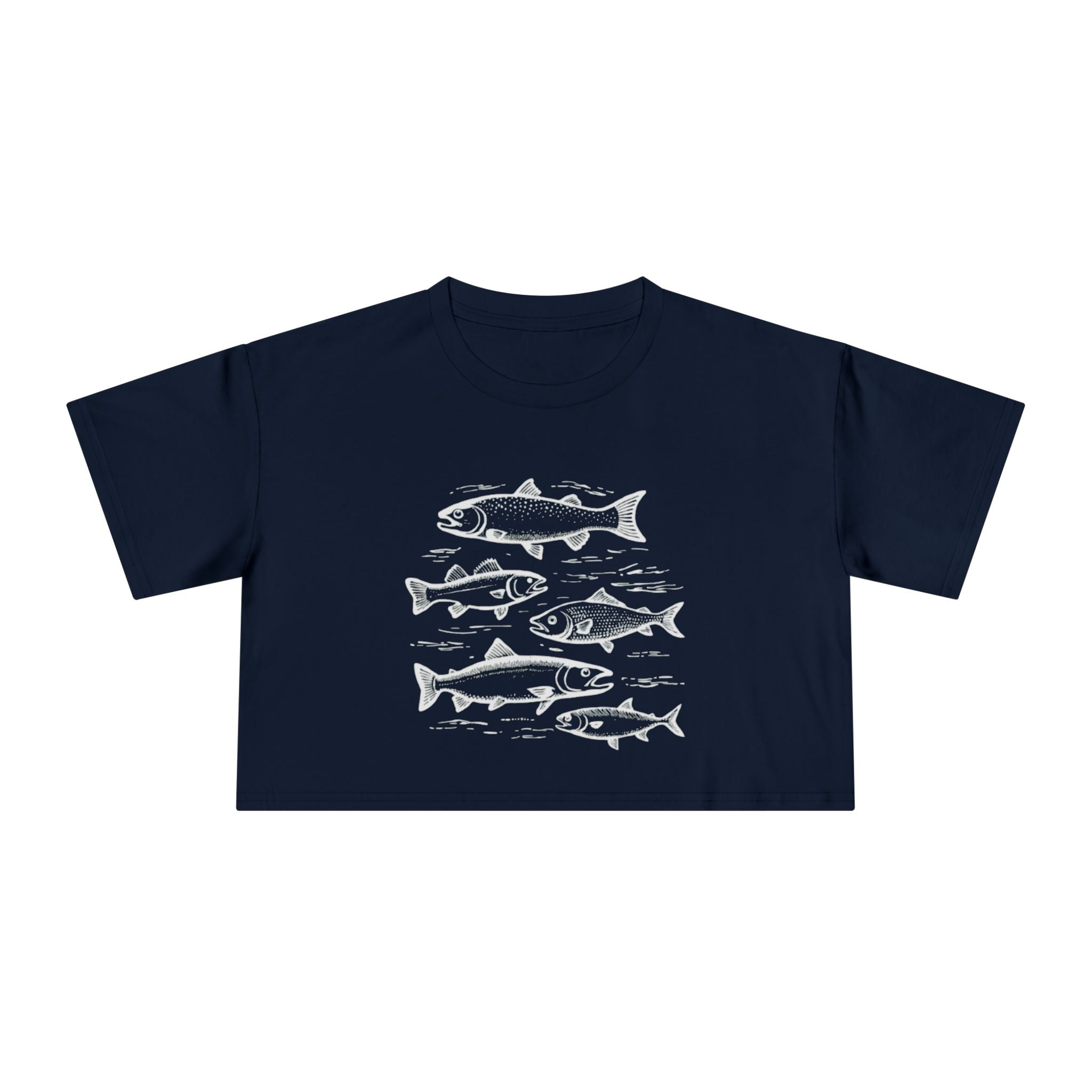 Crop Tee - Vintage Fish Illustration Womens Cropped Tee