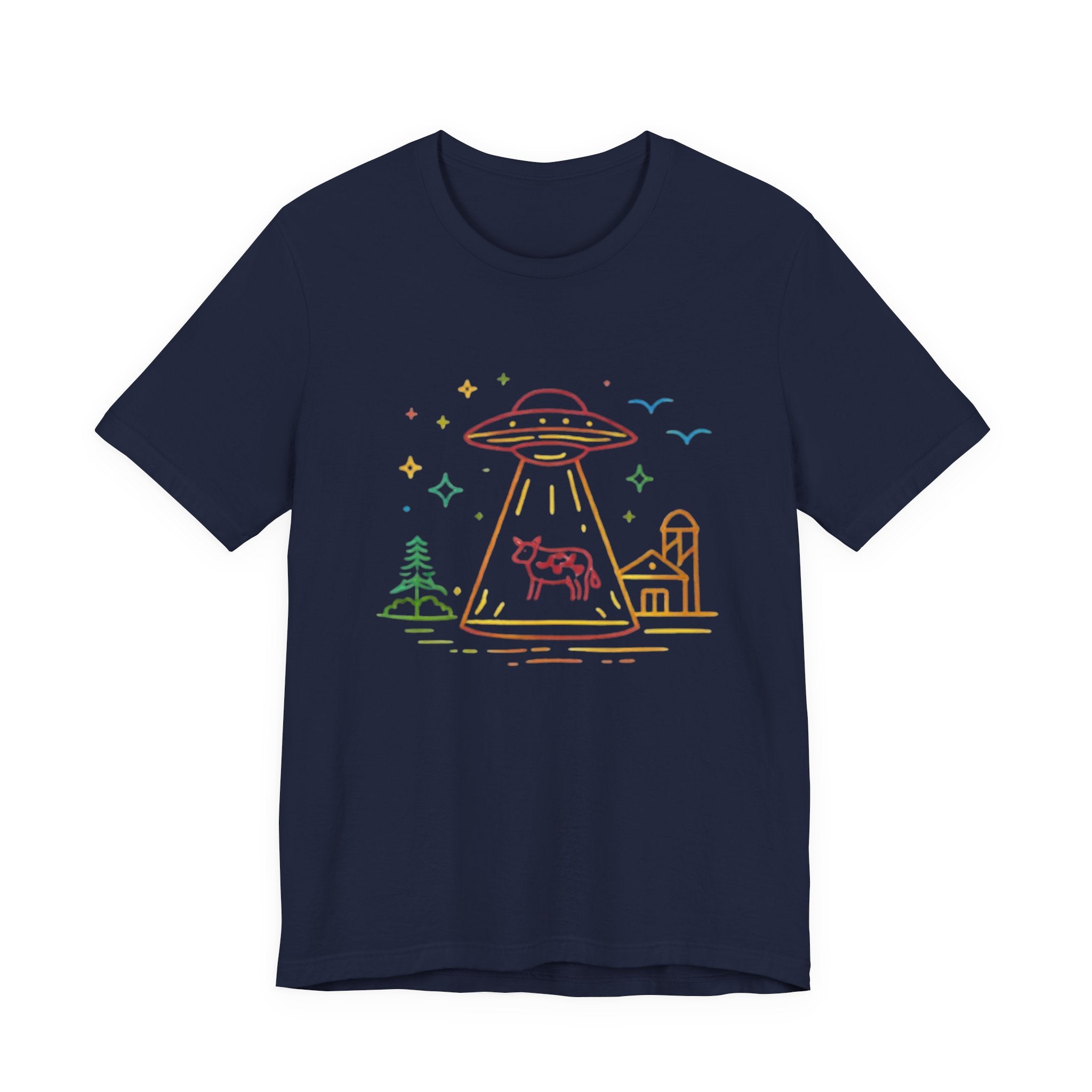 Alien Cow Abduction T-Shirt | Cute Pastel UFO Farm Graphic Tee