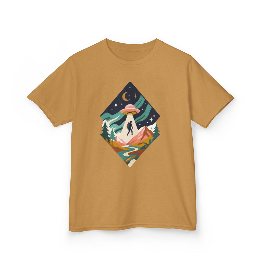 Kids Tee | Colorful UFO Abduction Mountain Scene