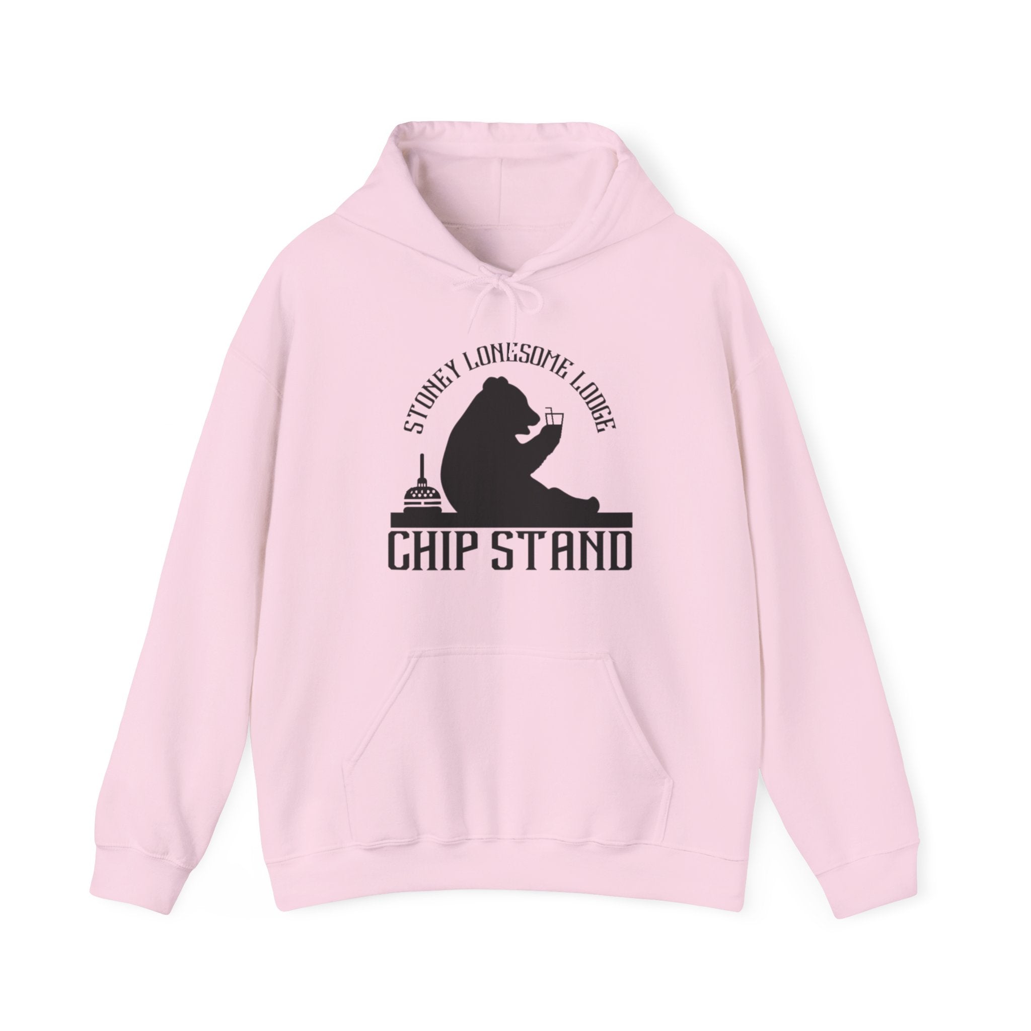 Bear Chip Stand Hoodie | "Stoney Lonesome Lodge" Retro Cabin Sweatshirt