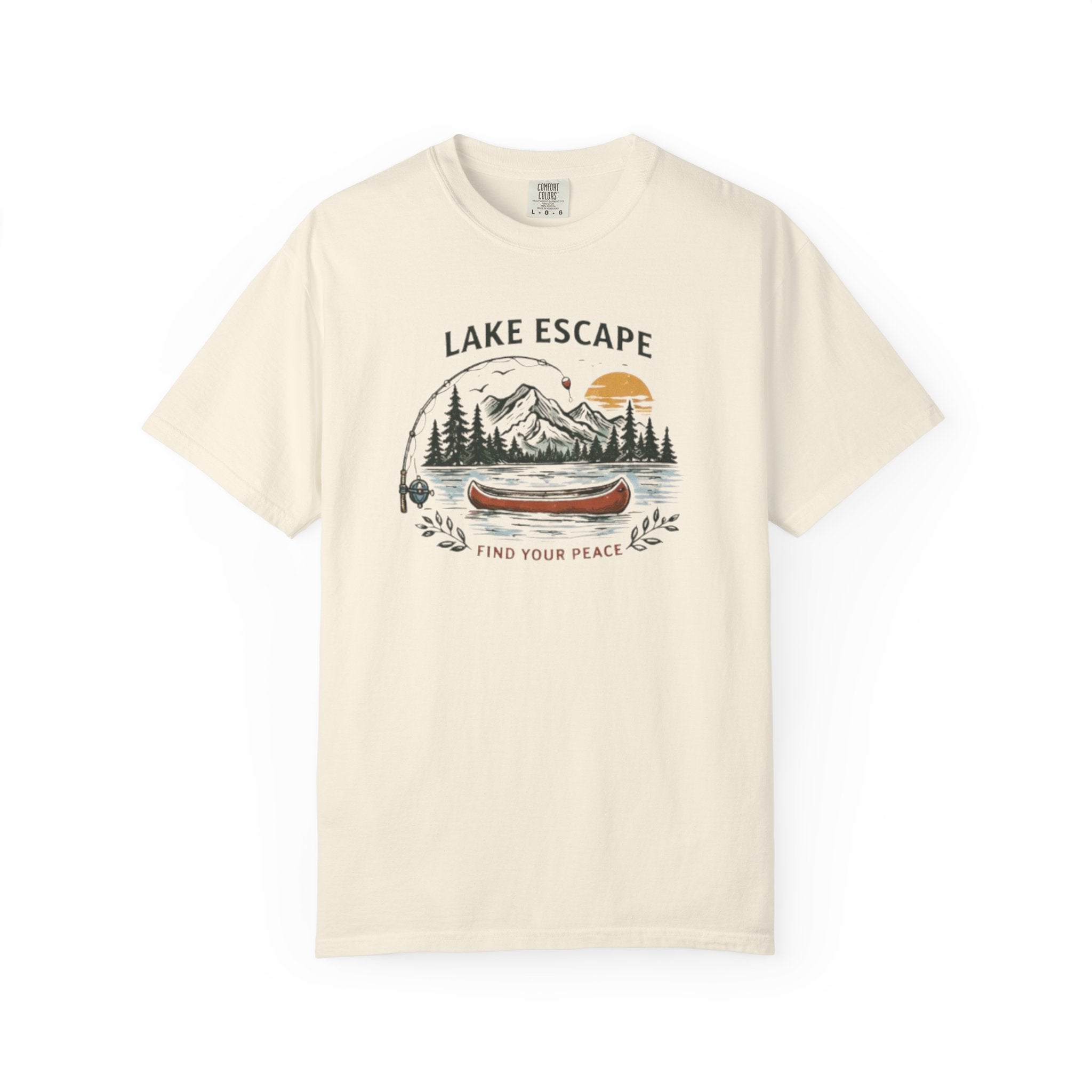 Lake Escape T-Shirt | Canoe Nature Graphic "Find Your Peace" Tee