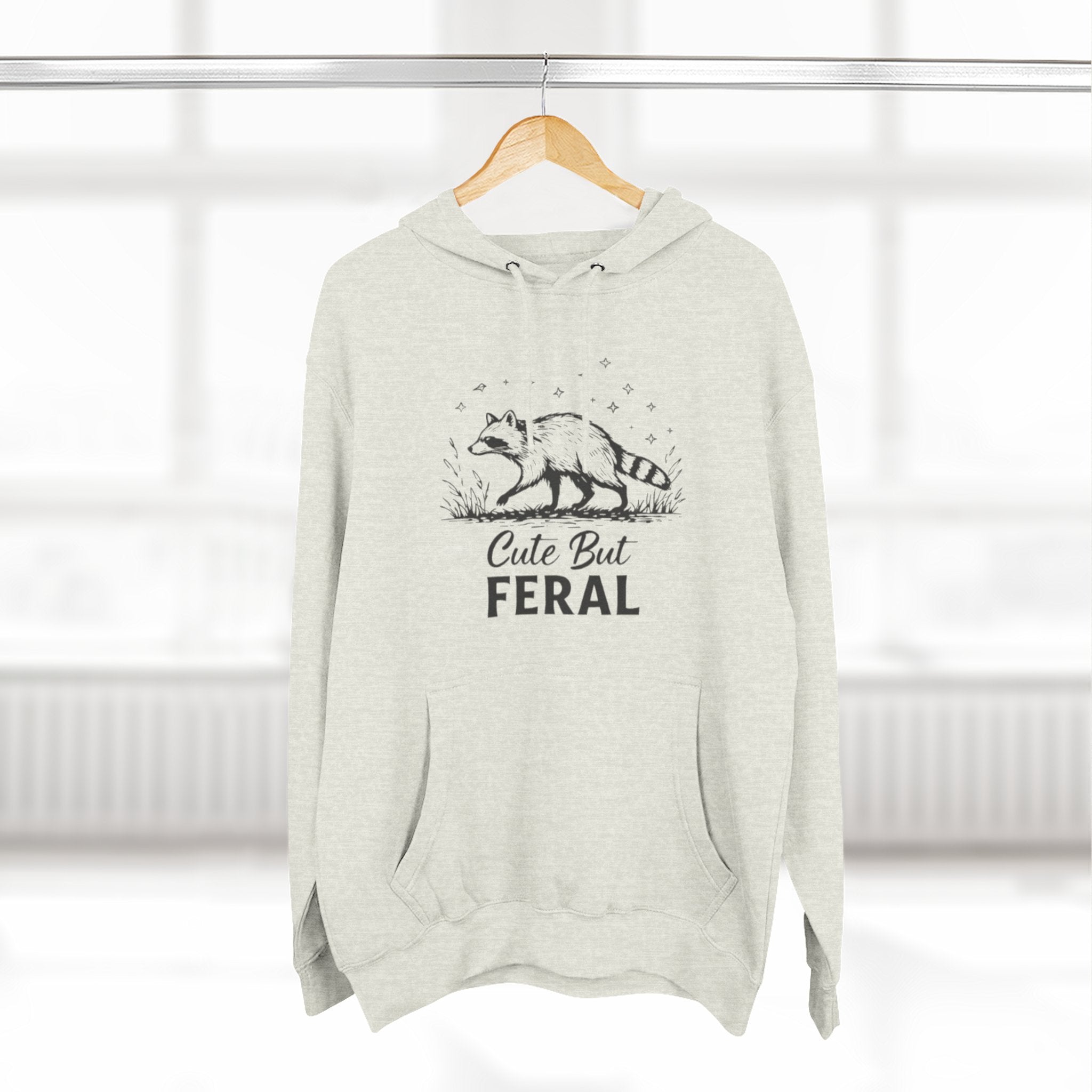 Cute But Feral Hoodie | Raccoon Illustration Graphic Pullover