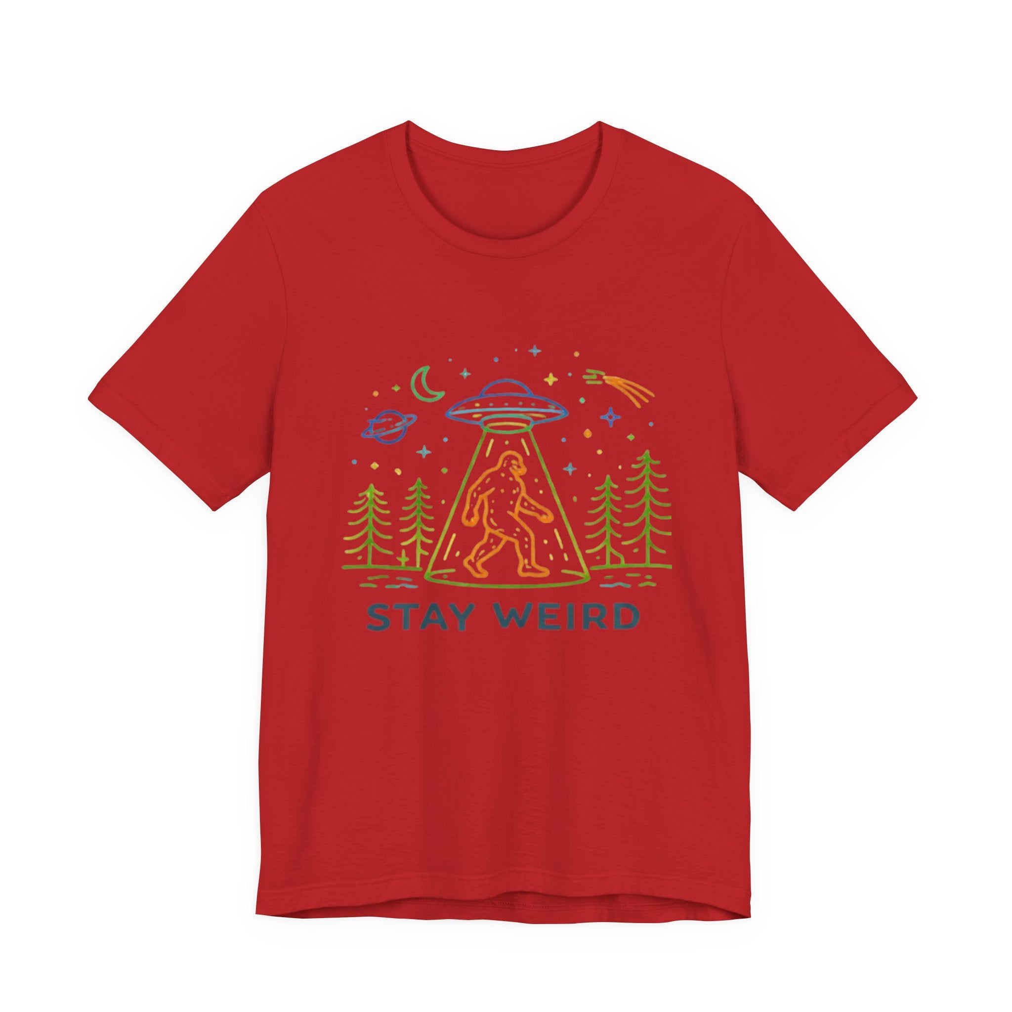 Stay Weird UFO Bigfoot T-Shirt Funny Alien Abduction Graphic Tee