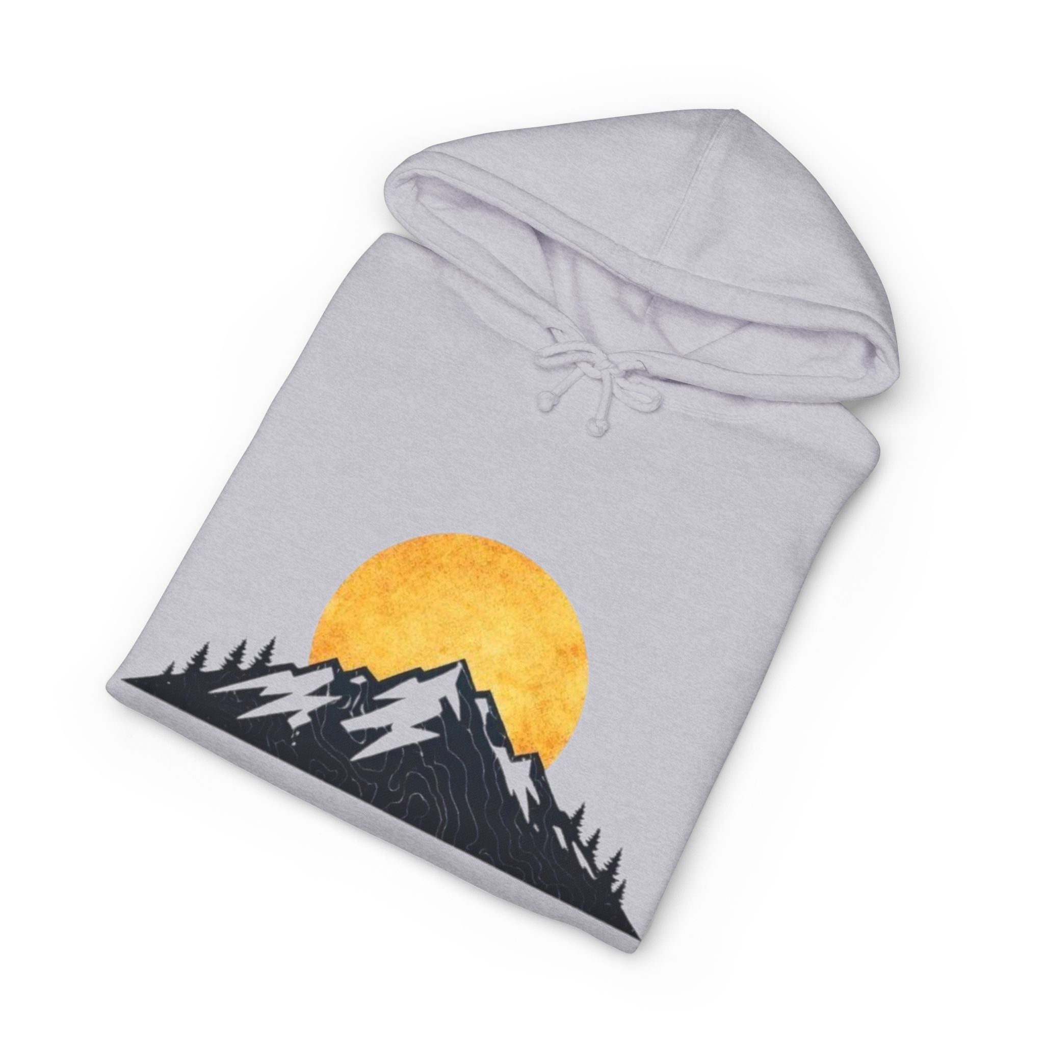 Mountain Sunset Hoodie | Minimal Nature Graphic Hooded Sweatshirt