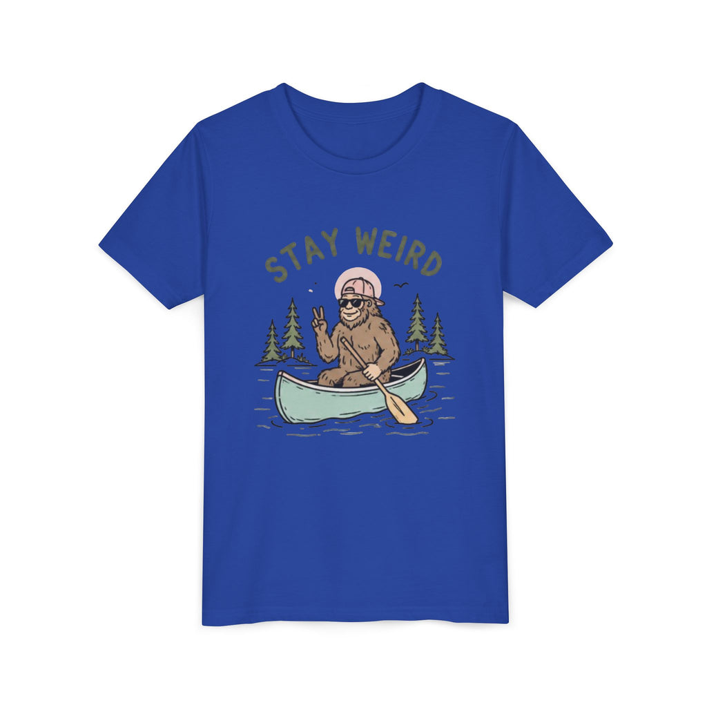 Youth T-Shirt | "Stay Weird" Canoe Bigfoot Graphic Tee