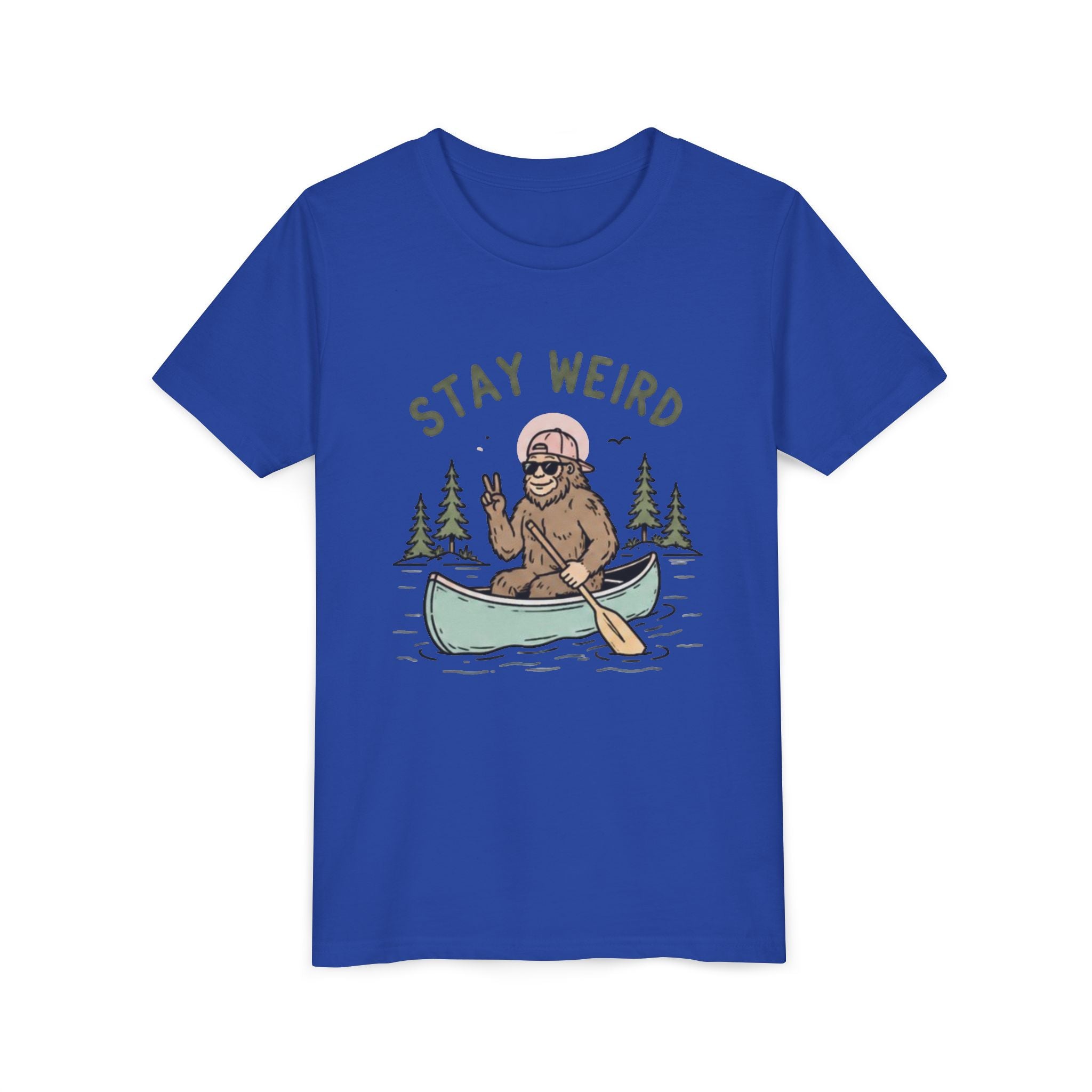 Youth T-Shirt | "Stay Weird" Canoe Bigfoot Graphic Tee
