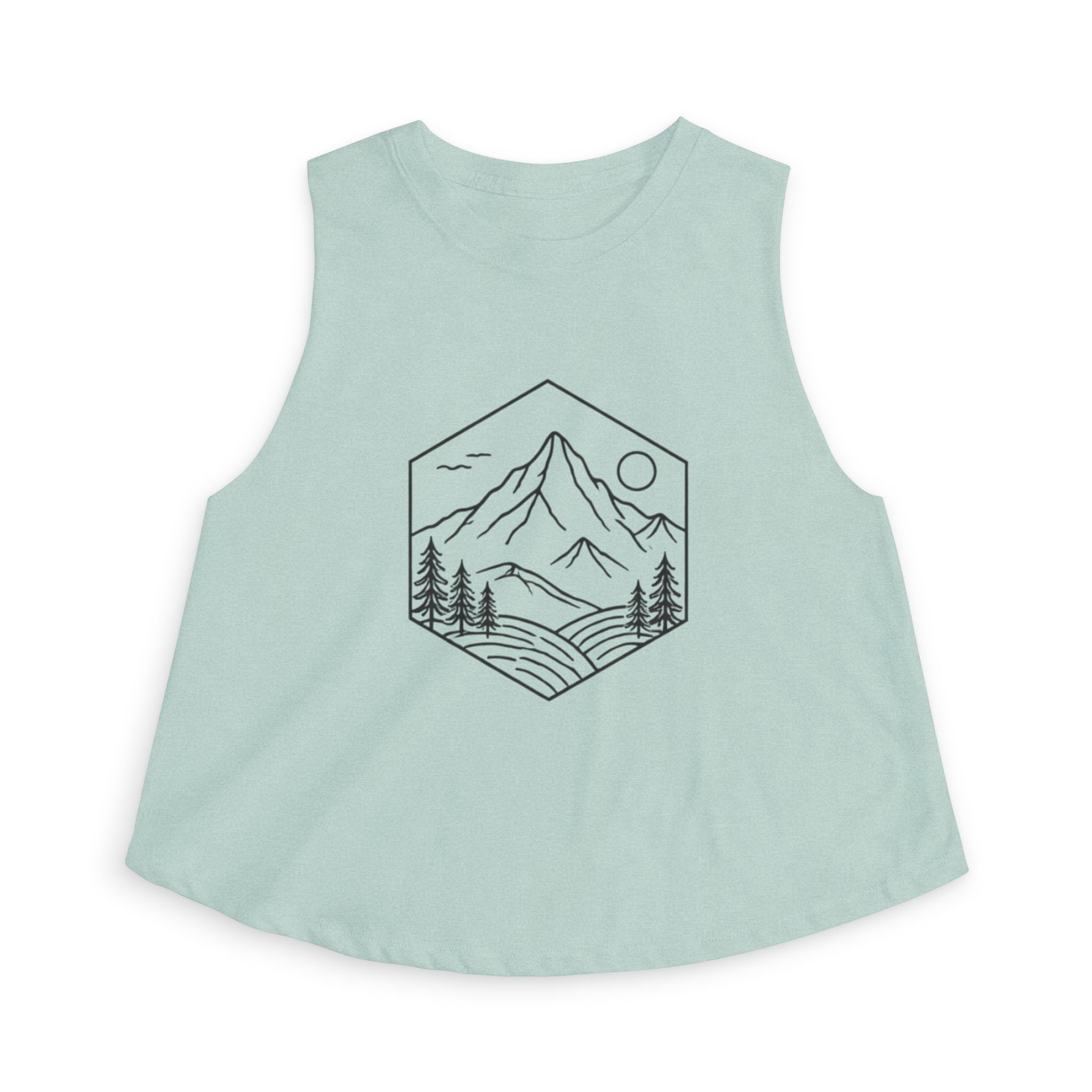 Women's Crop Top | Minimal Mountain Line Art Tank Top
