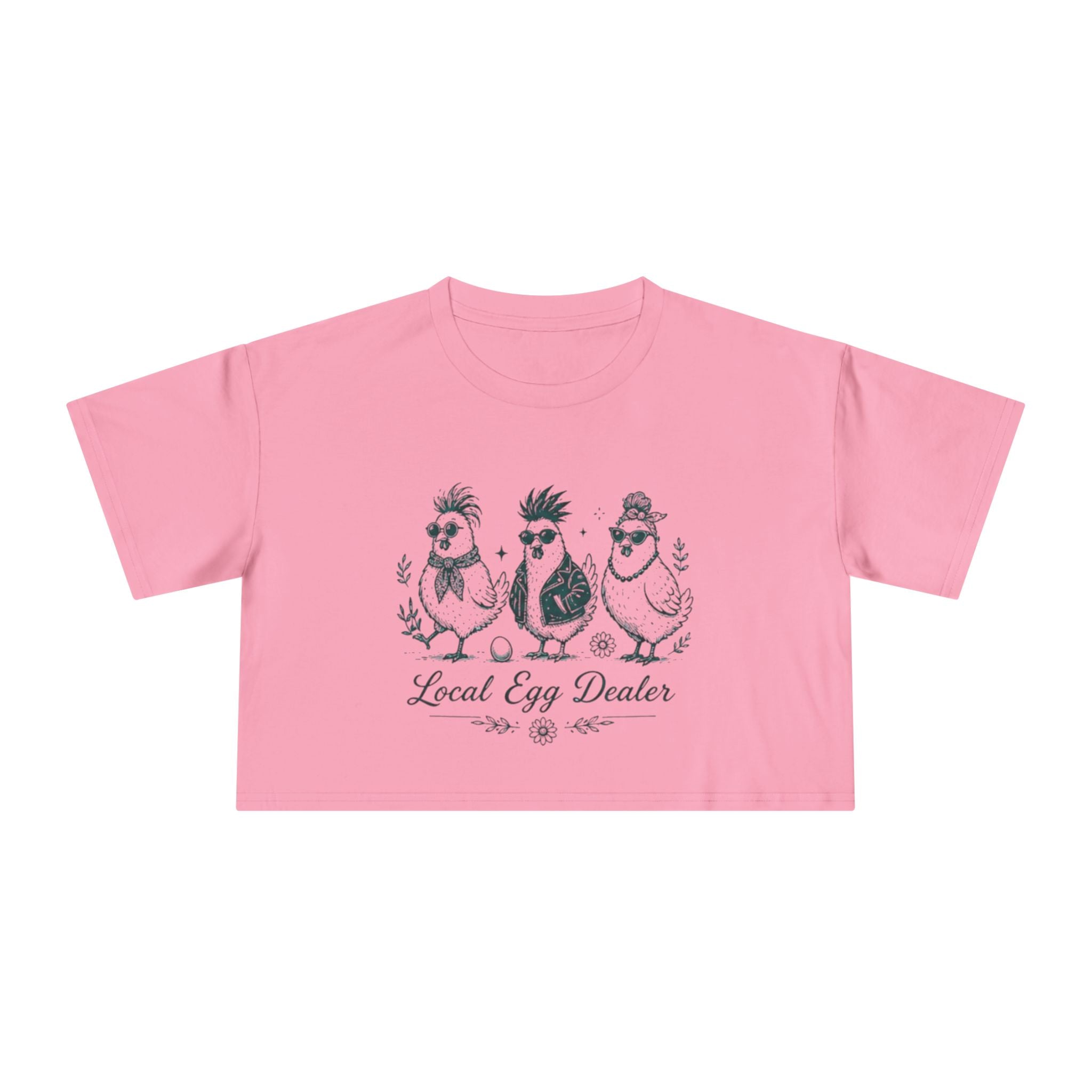 Local Egg Dealer Crop Tee | Cute Chicken Graphic Womens Cropped T‑Shirt