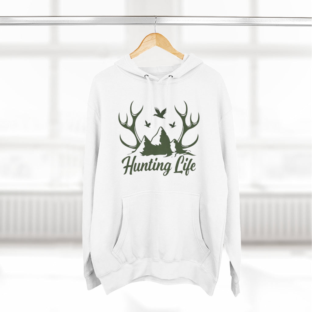 Hunting Life Hoodie | Antler Mountain & Birds Outdoor Hunting Hooded Sweatshirt