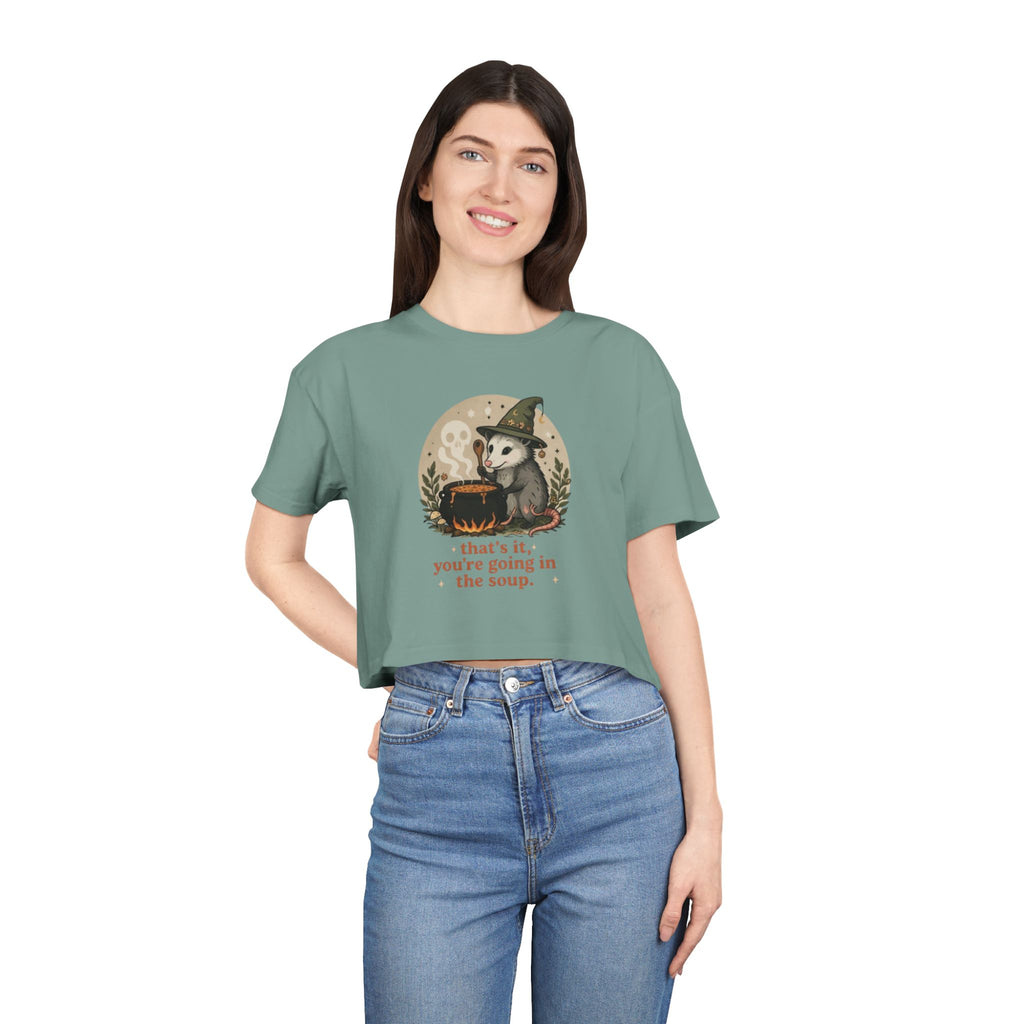 Crop Tee | Witch Cat Cauldron "thats it, youre going in the soup."