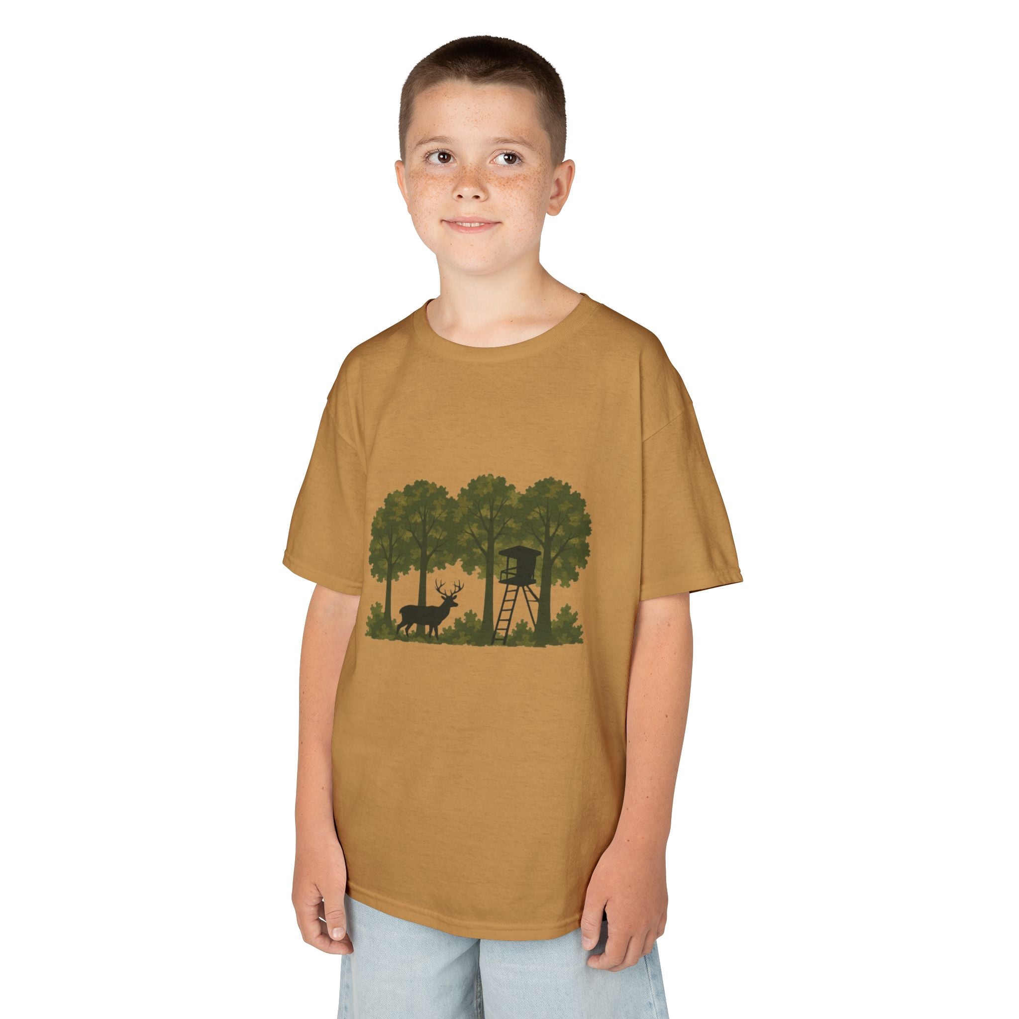 Kids Tee | Forest Deer & Hunting Stand Silhouette Shirt