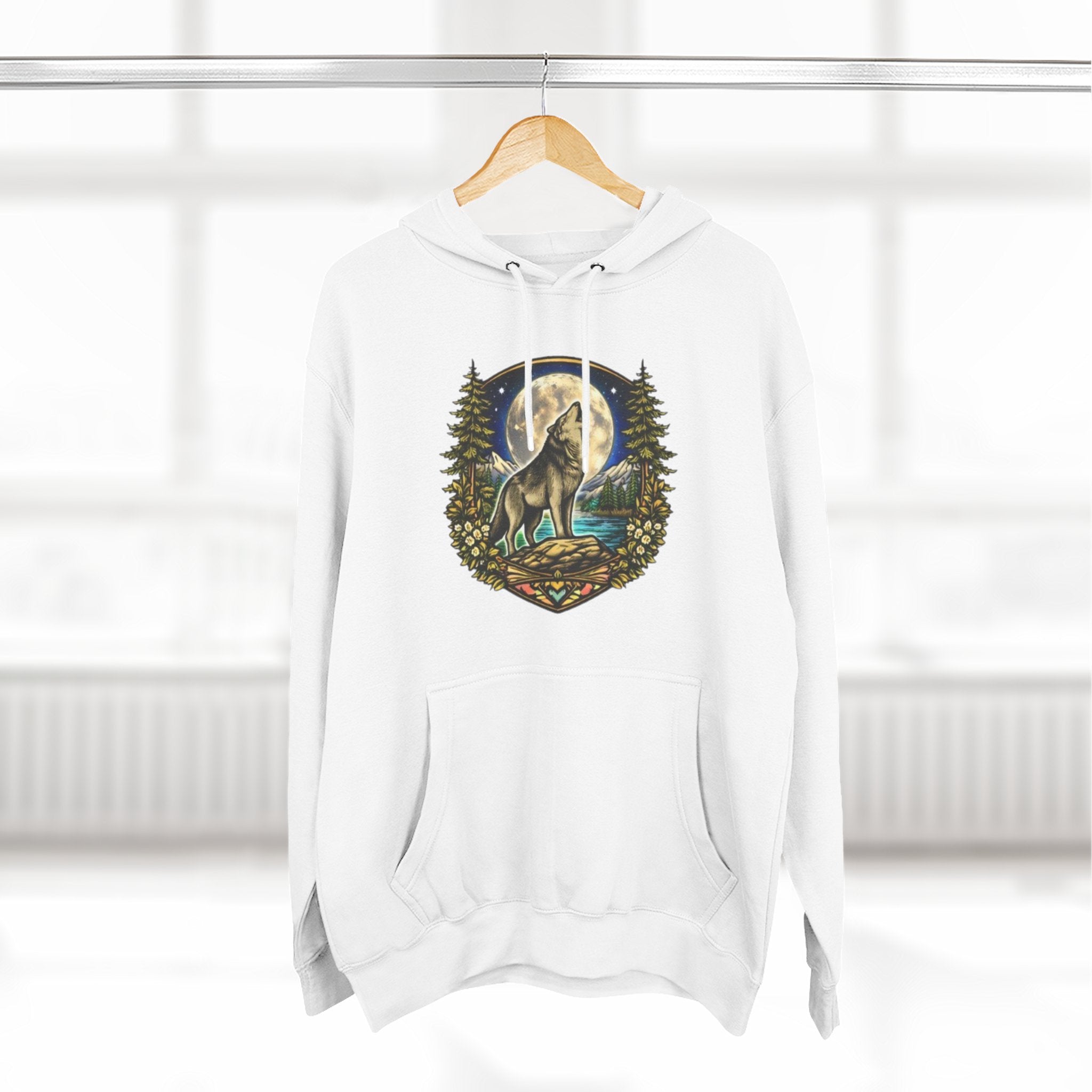 Wolf Moon Hoodie | Woodland Night Howl Graphic Fleece Hoodie