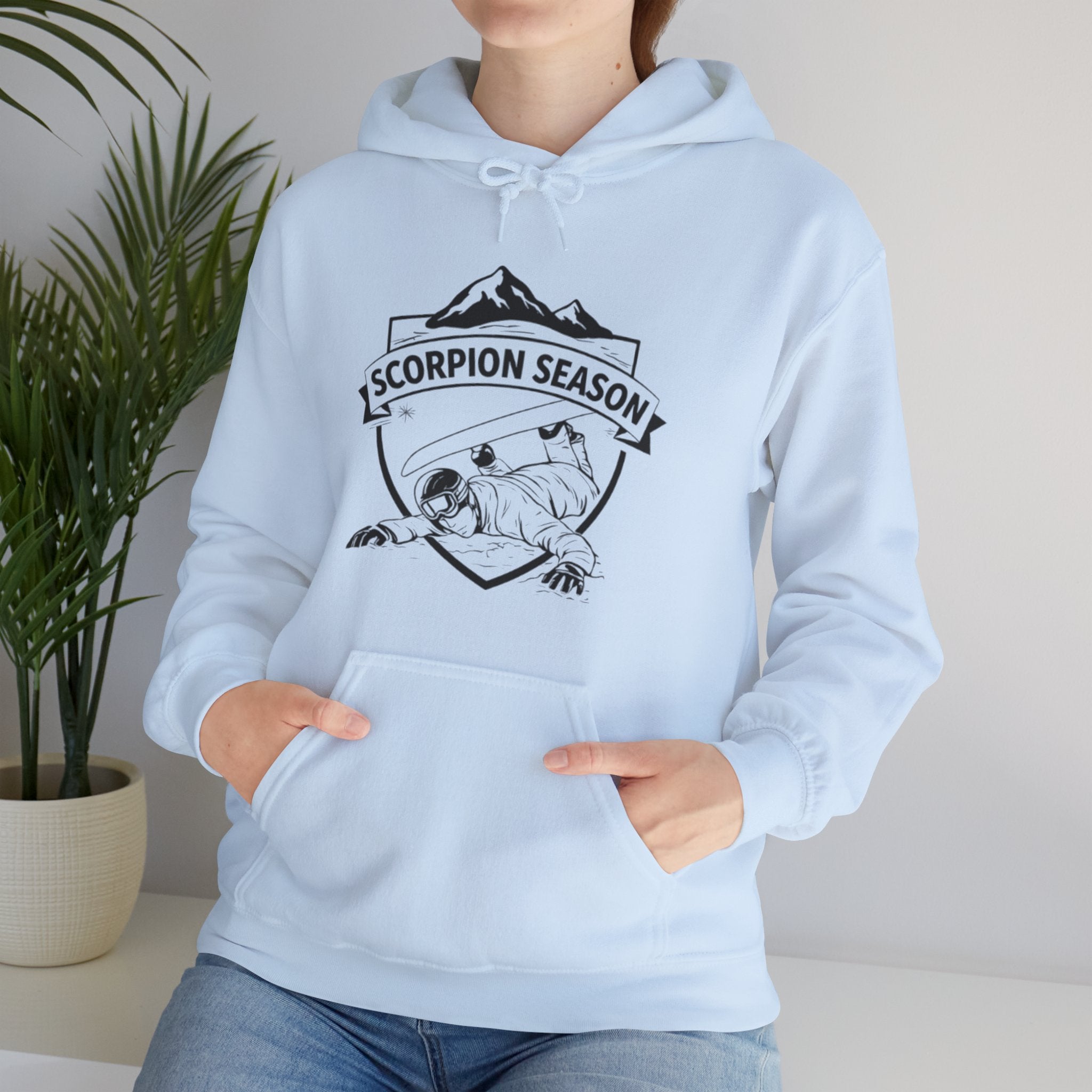 Scorpion Season Snowboarding Hoodie | Mountains Wipe Out Design