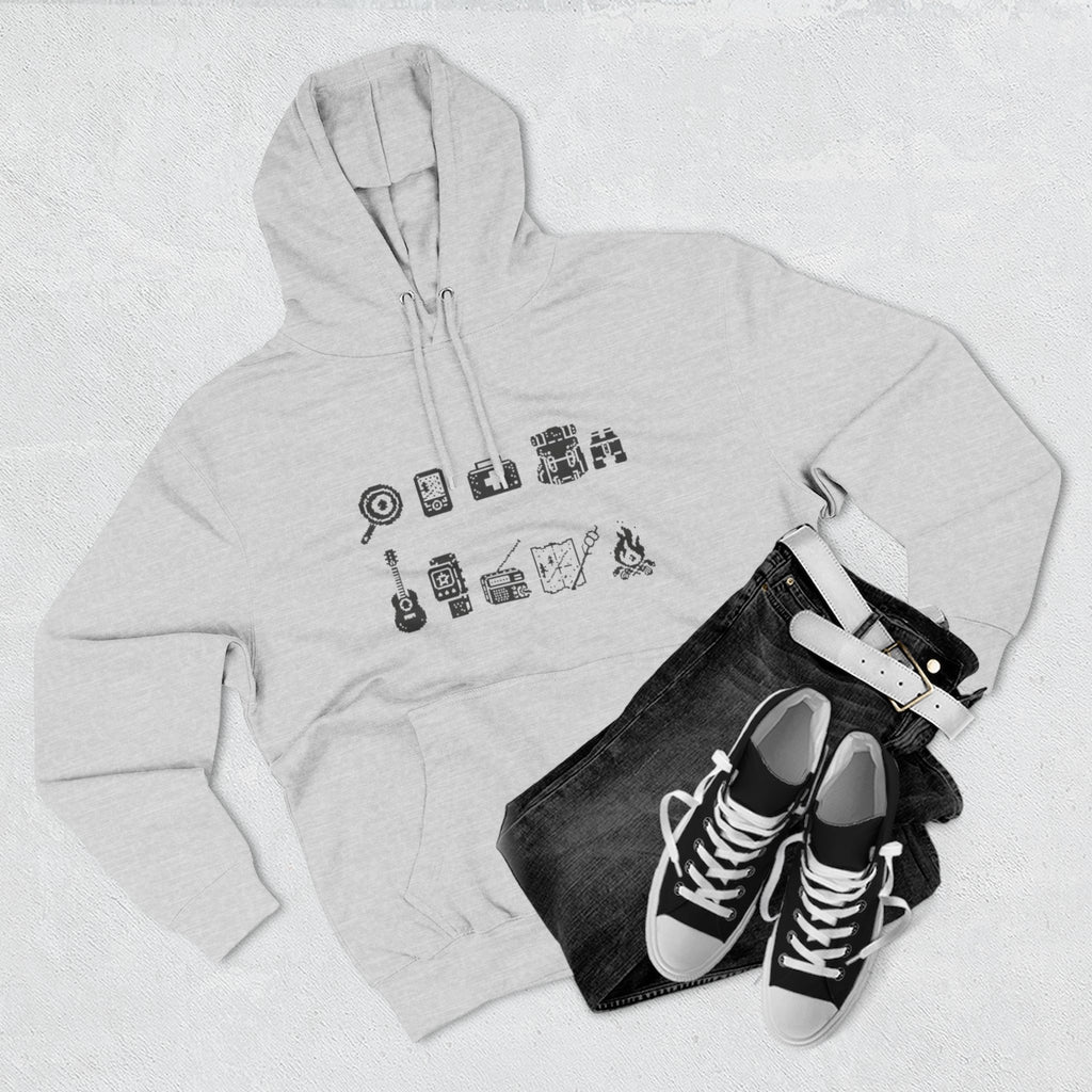 Minimalist Camping Essentials Hoodie | Three-Panel Fleece