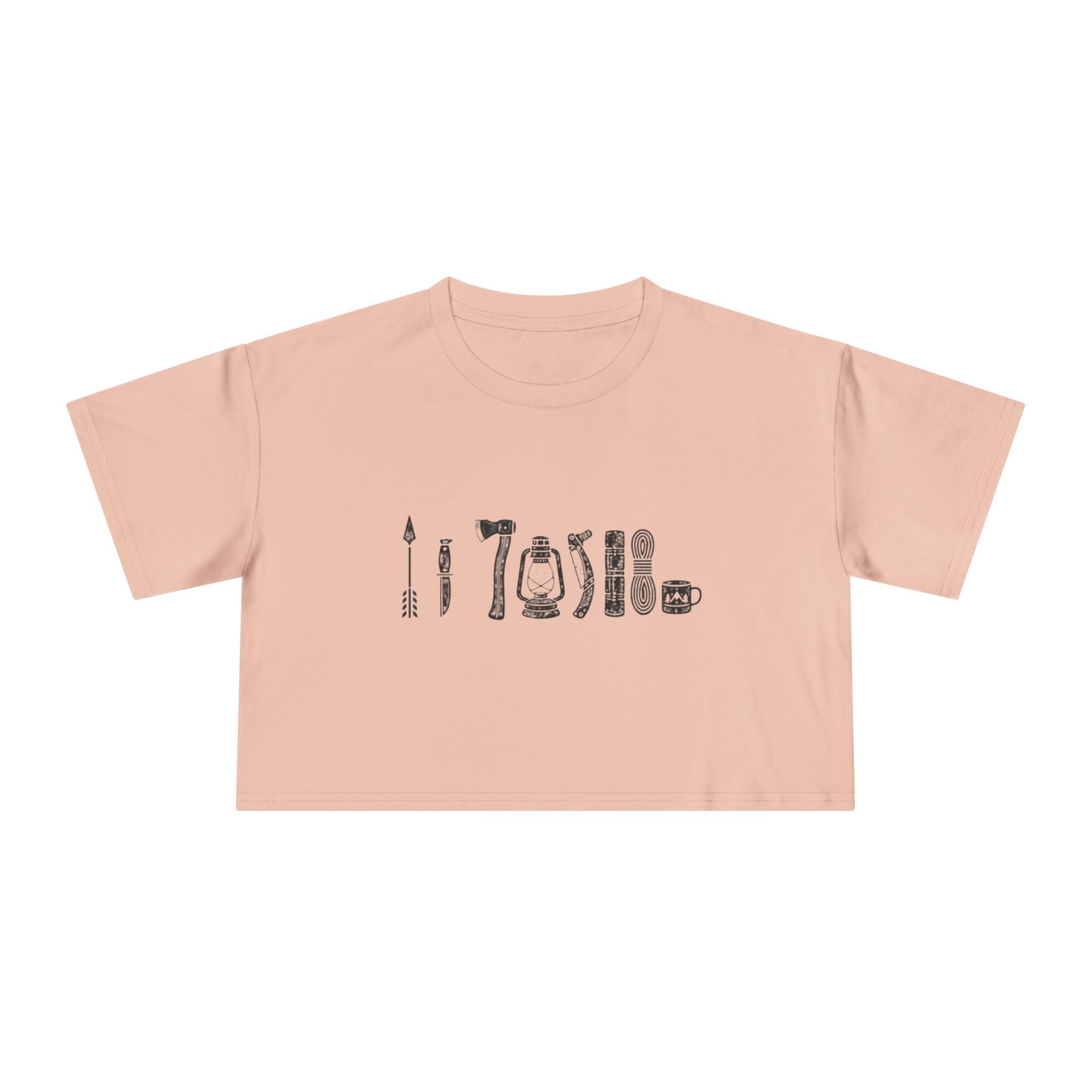 Crop Tee | Minimalist Vintage Camping Gear Illustration