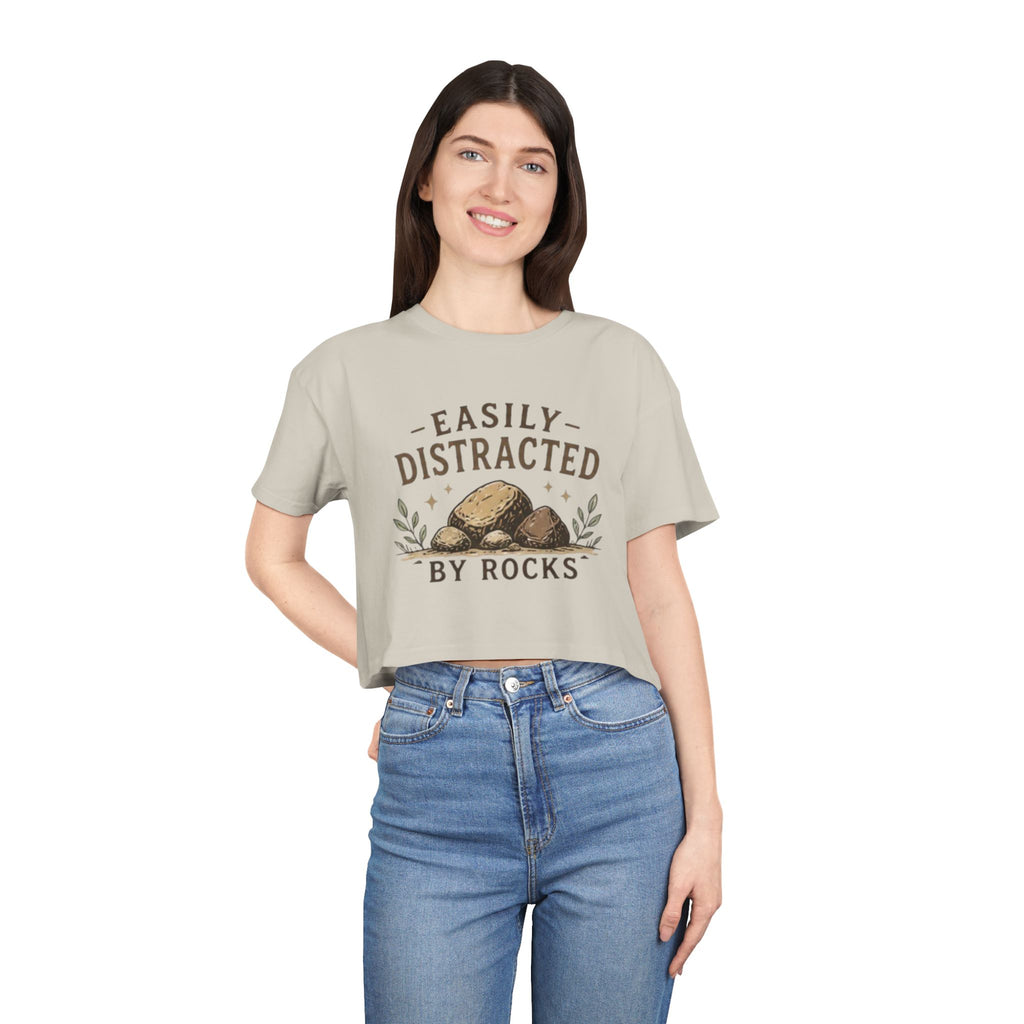 Easily Distracted by Rocks Crop Tee