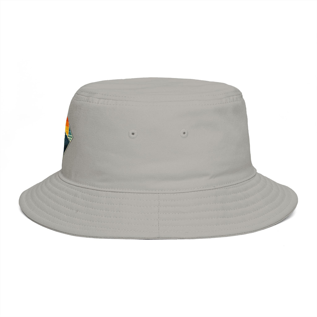 Mountain Sunset Bucket Hat | Retro Outdoor Hiking Patch