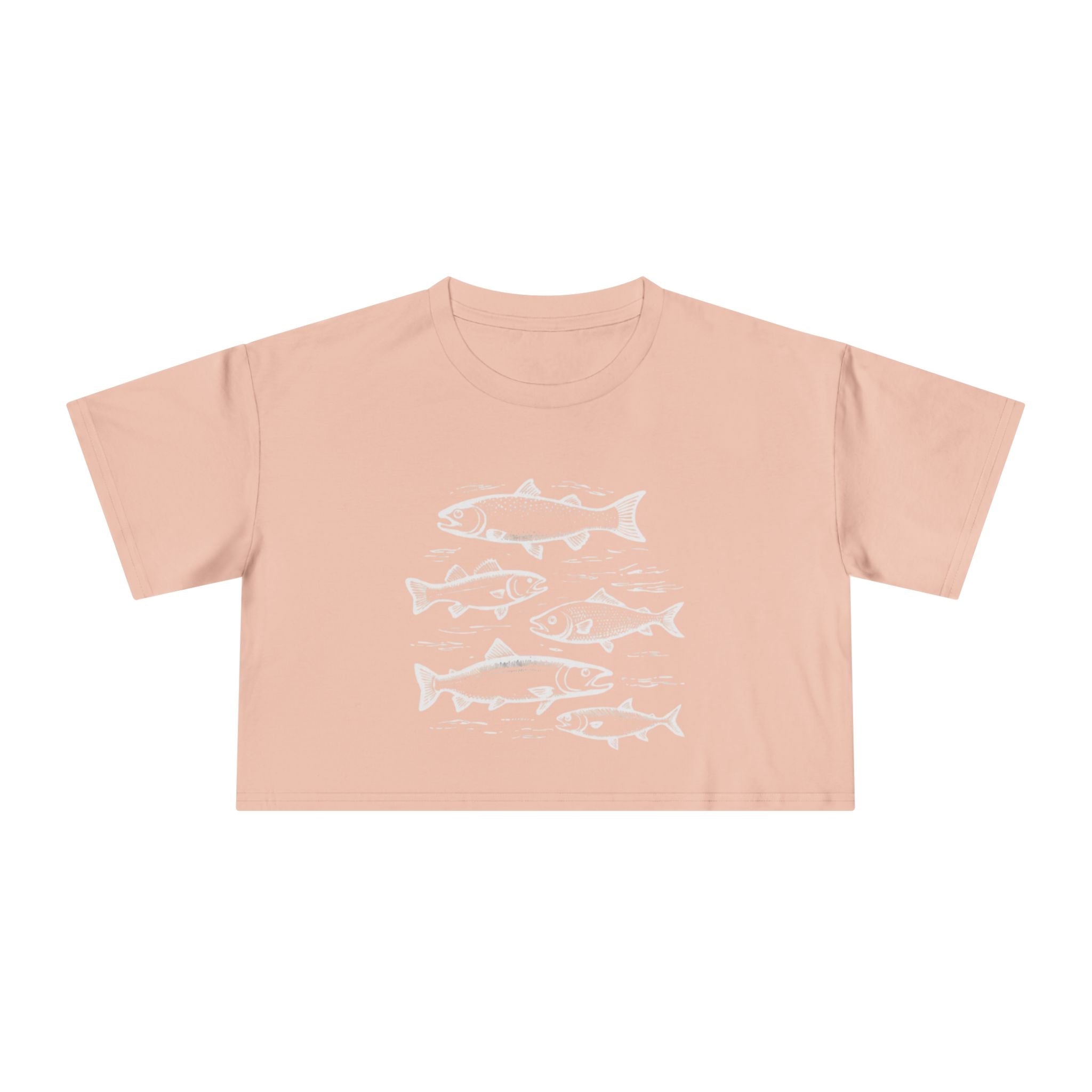 Crop Tee - Vintage Fish Illustration Womens Cropped Tee