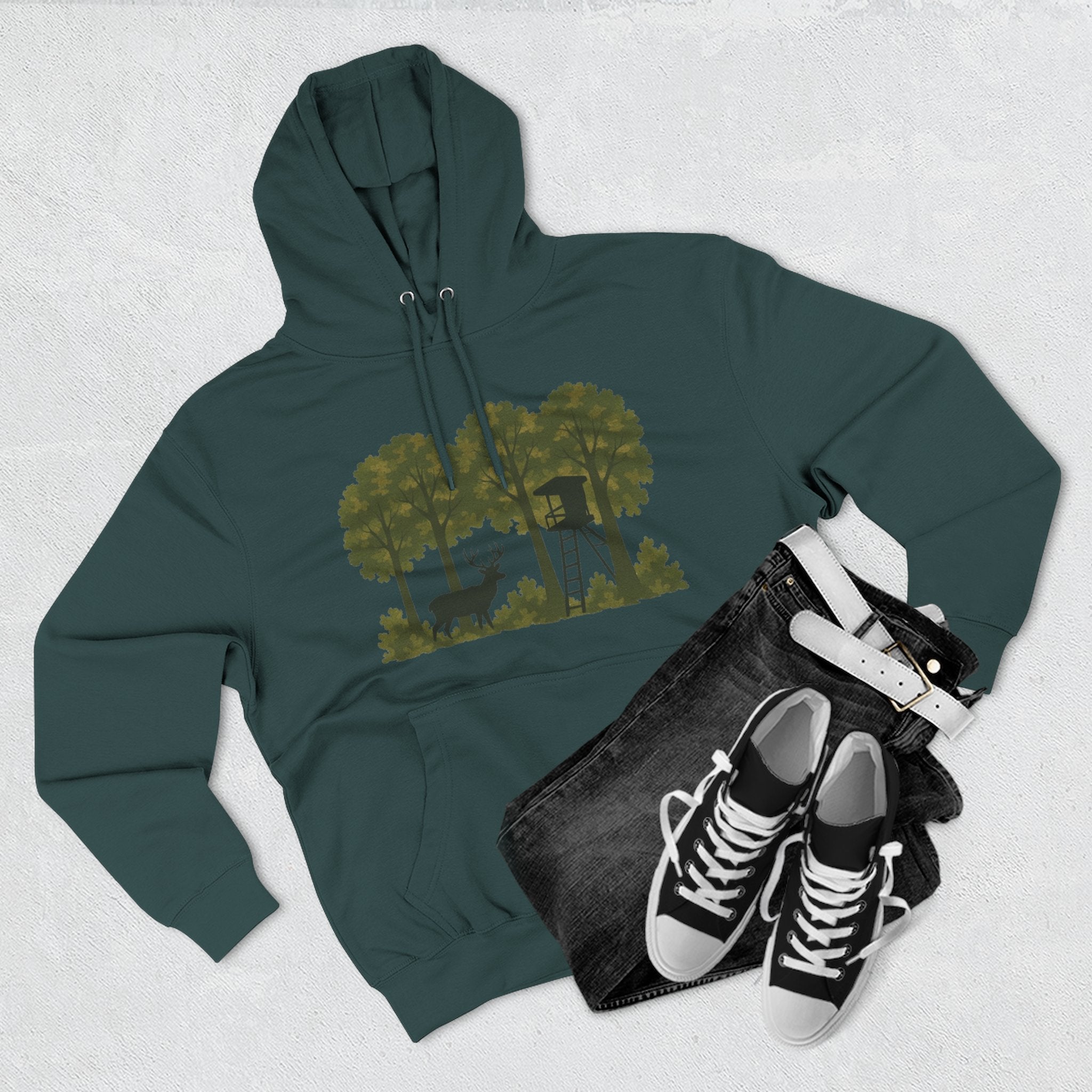 Deer Stand Forest Hoodie | Hunting Lodge Woodland Sweatshirt