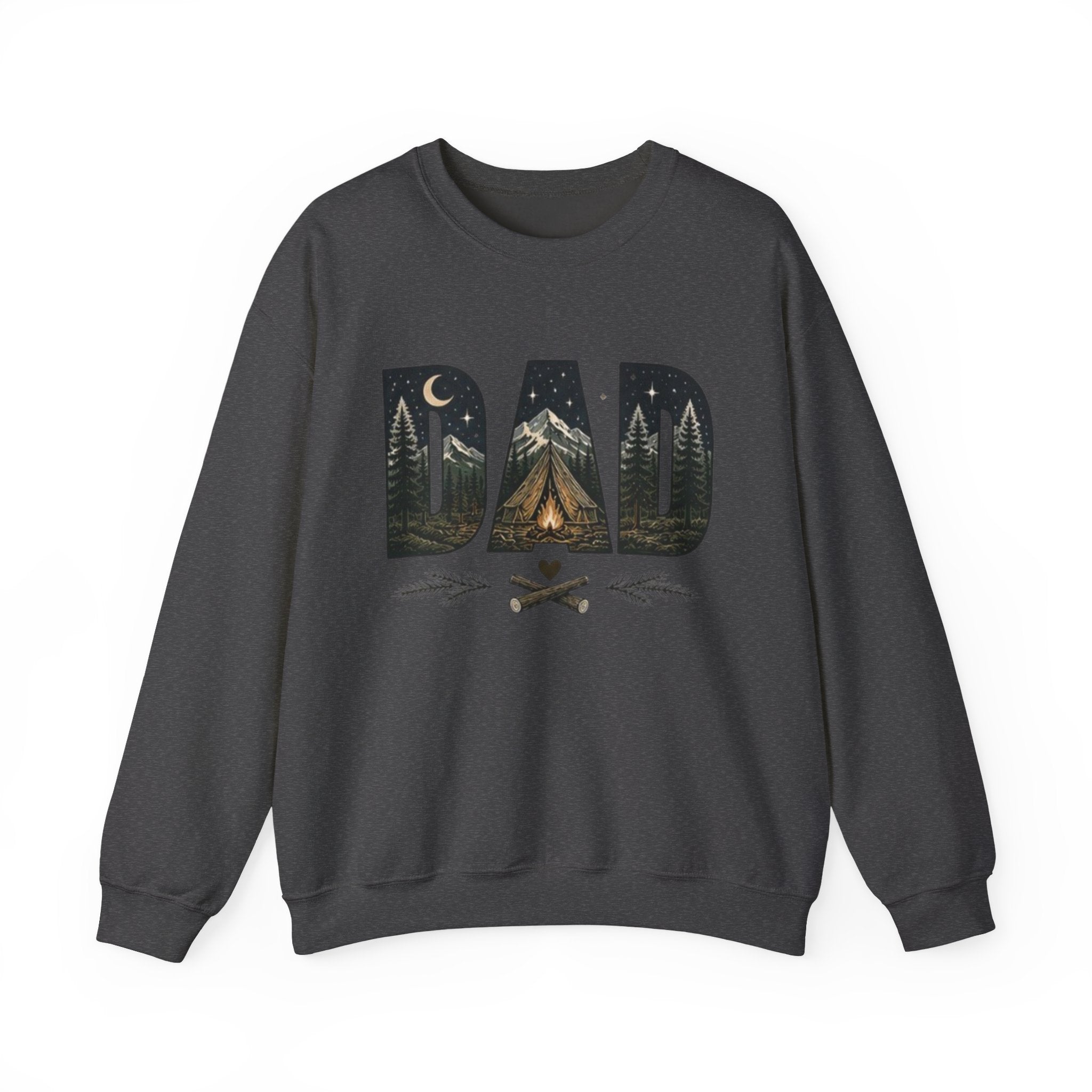 Dad Camping Crewneck Sweatshirt | Rustic Campfire & Mountain Outdoor Dad Gift