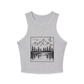 Mountain Lakeside Graphic Tank | Womens Nature Scenery Racer Crop