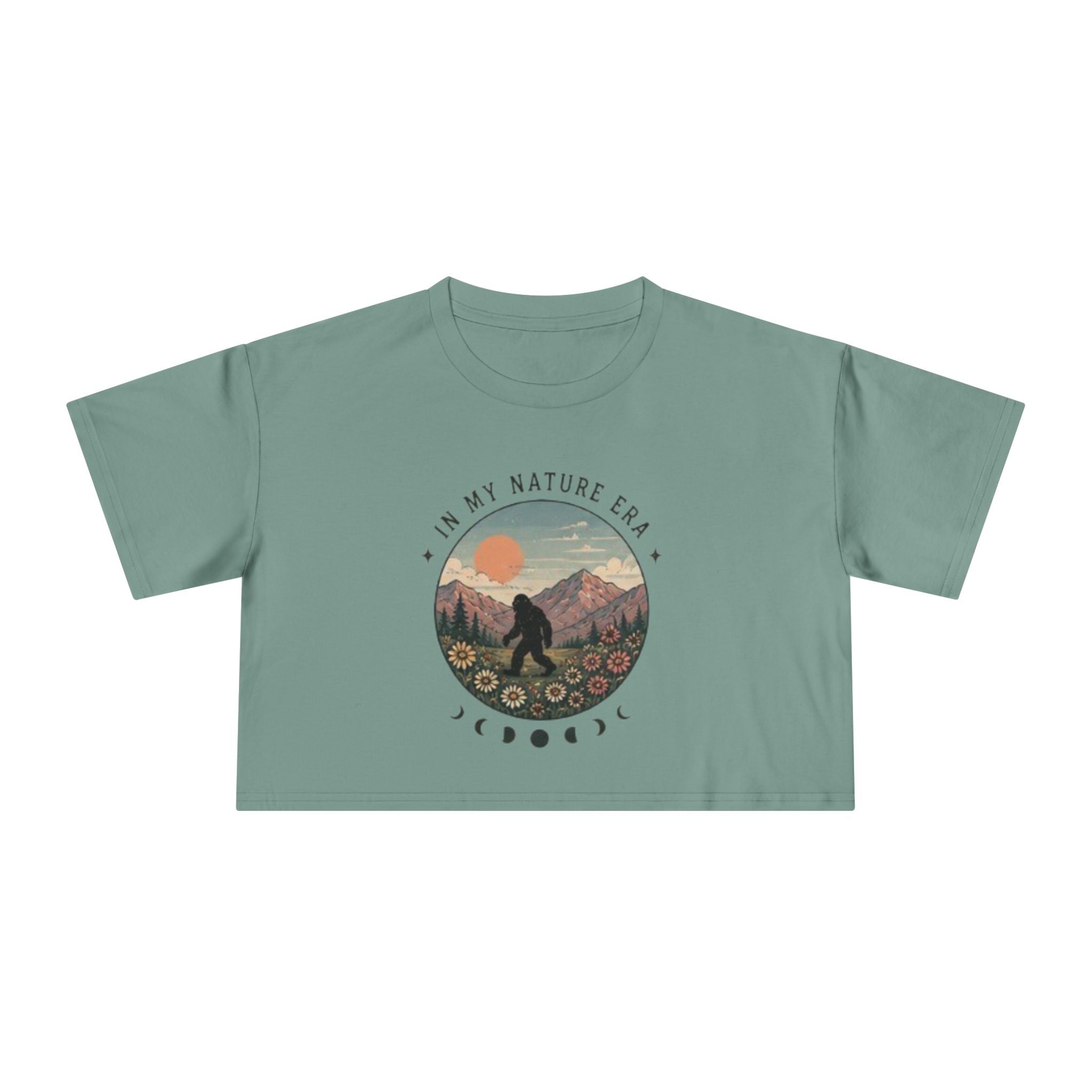 Nature Era Crop Tee | "I Am My Nature Era" Mountain & Sun Graphic
