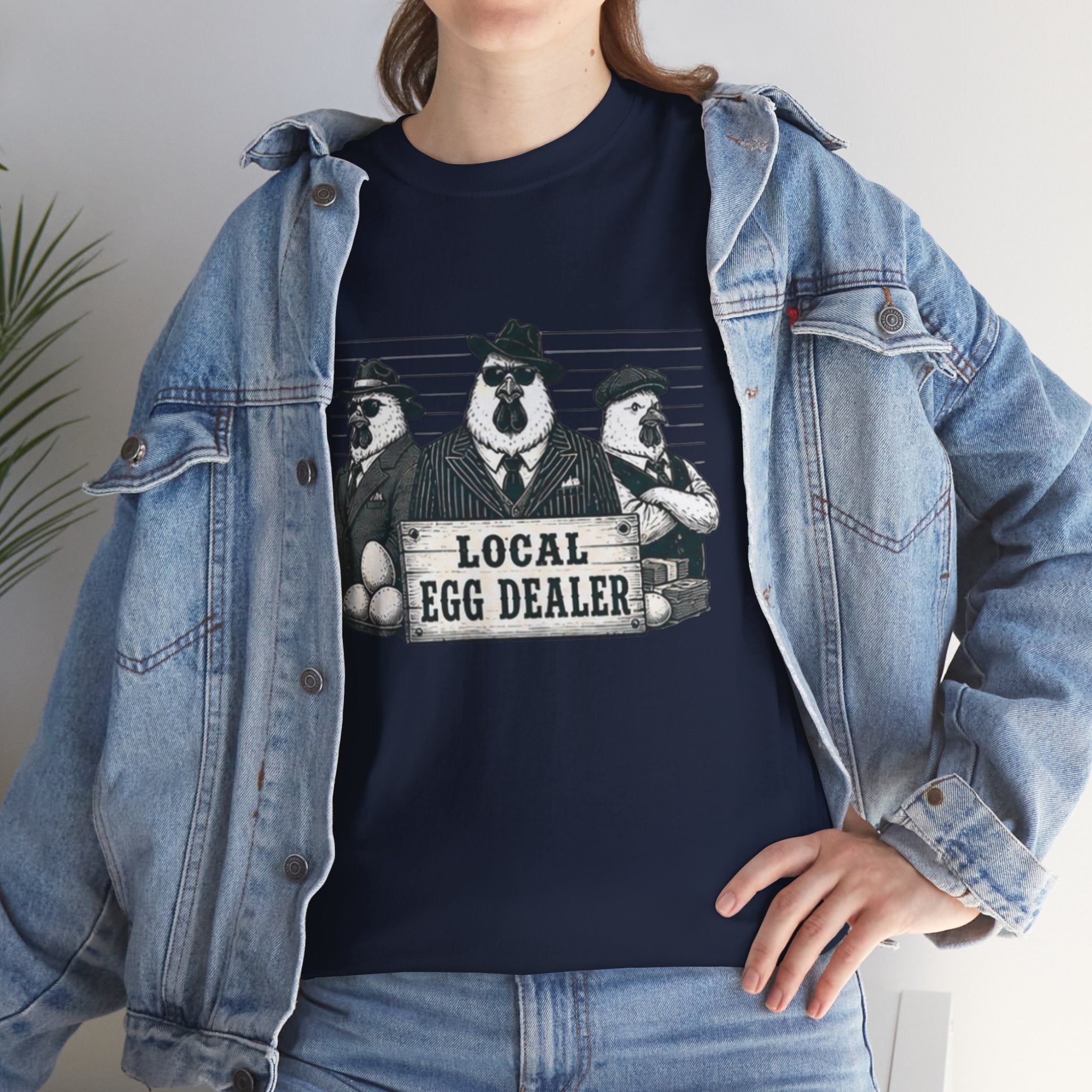Local Egg Dealer T-Shirt | Funny Farm Mugshot Chicken & Egg Farmer Tee