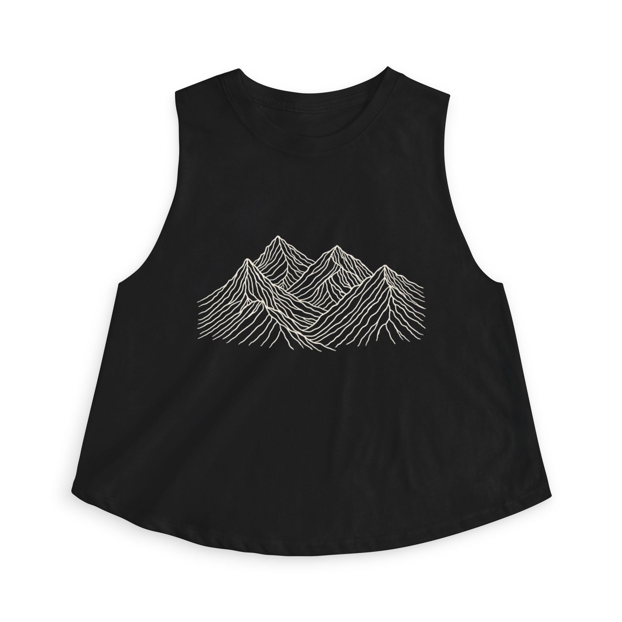 Mountain Line Art Crop Top | Women's Scenic Graphic Tank for Outdoor Lovers