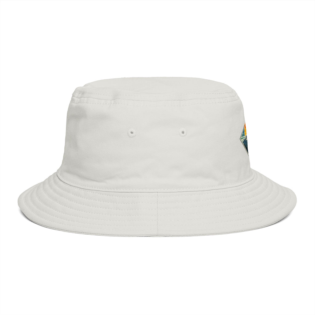 Mountain Sunset Bucket Hat | Retro Outdoor Hiking Patch