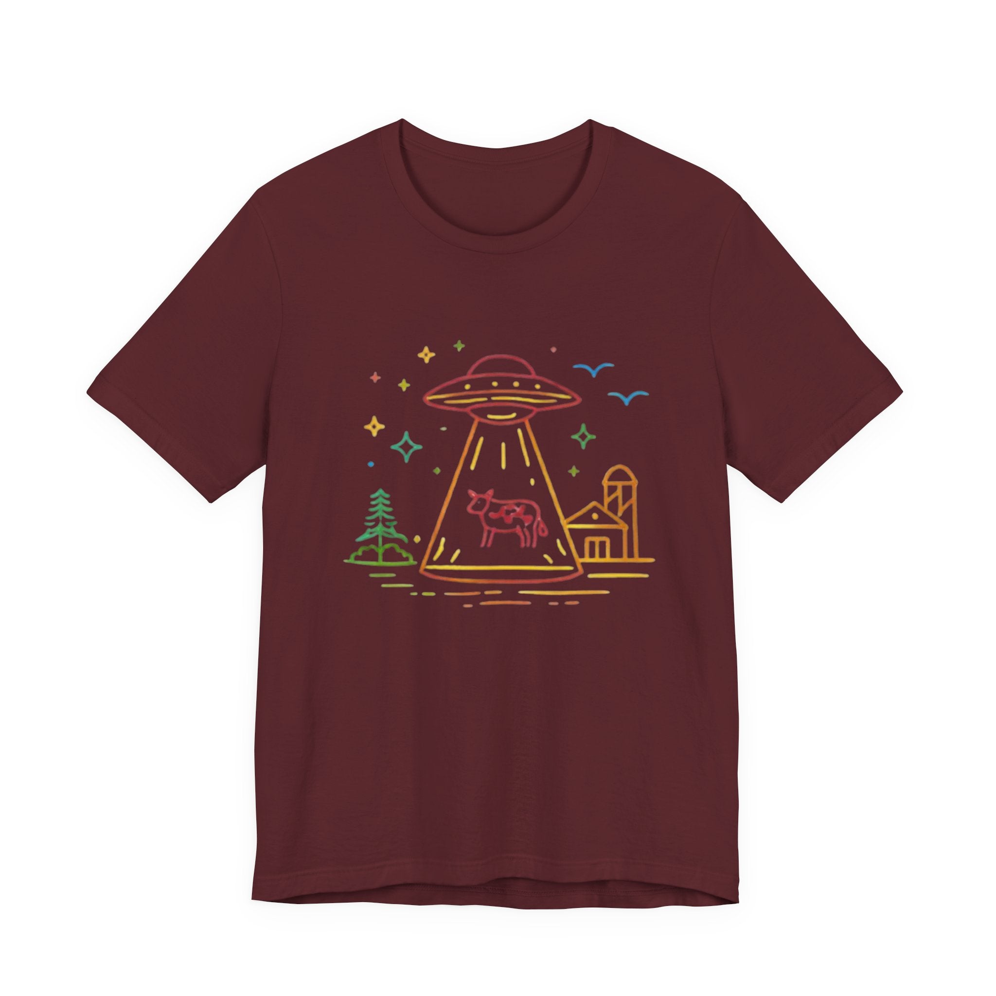 Alien Cow Abduction T-Shirt | Cute Pastel UFO Farm Graphic Tee