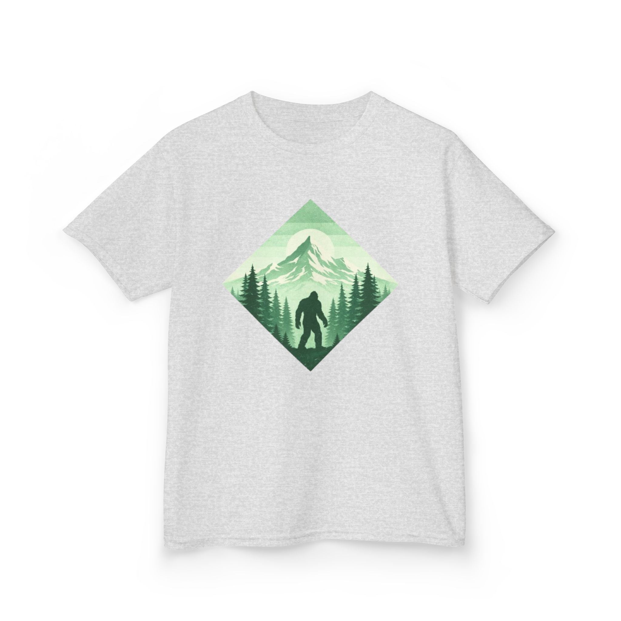 Kids Tee | Green Mountain Bigfoot Silhouette Nature Graphic