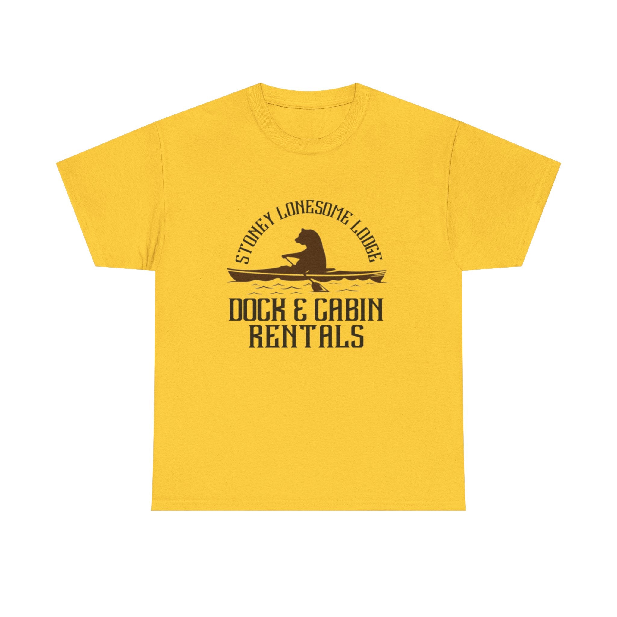 Dock & Cabin Rentals T-Shirt | Stoney Lonesome Lodge Fishing Logo Tee