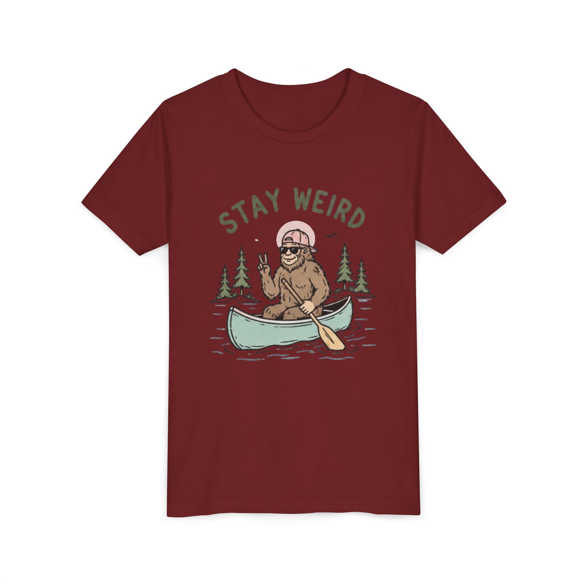 Youth T-Shirt | "Stay Weird" Canoe Bigfoot Graphic Tee