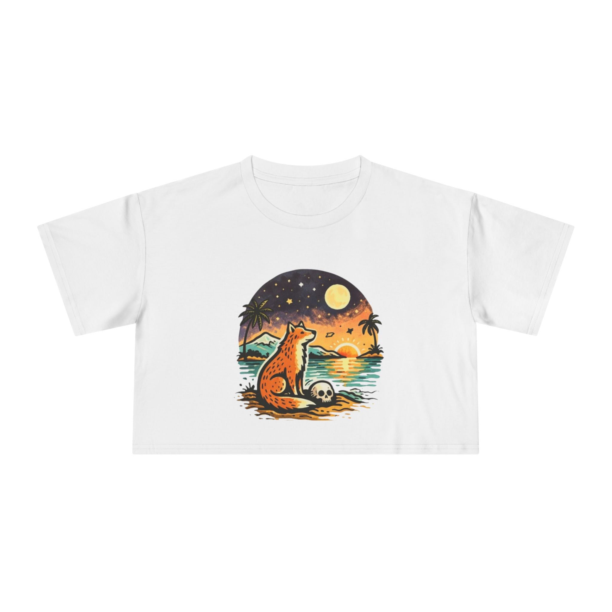 Crop Tee | Sunset Fox Beach Graphic